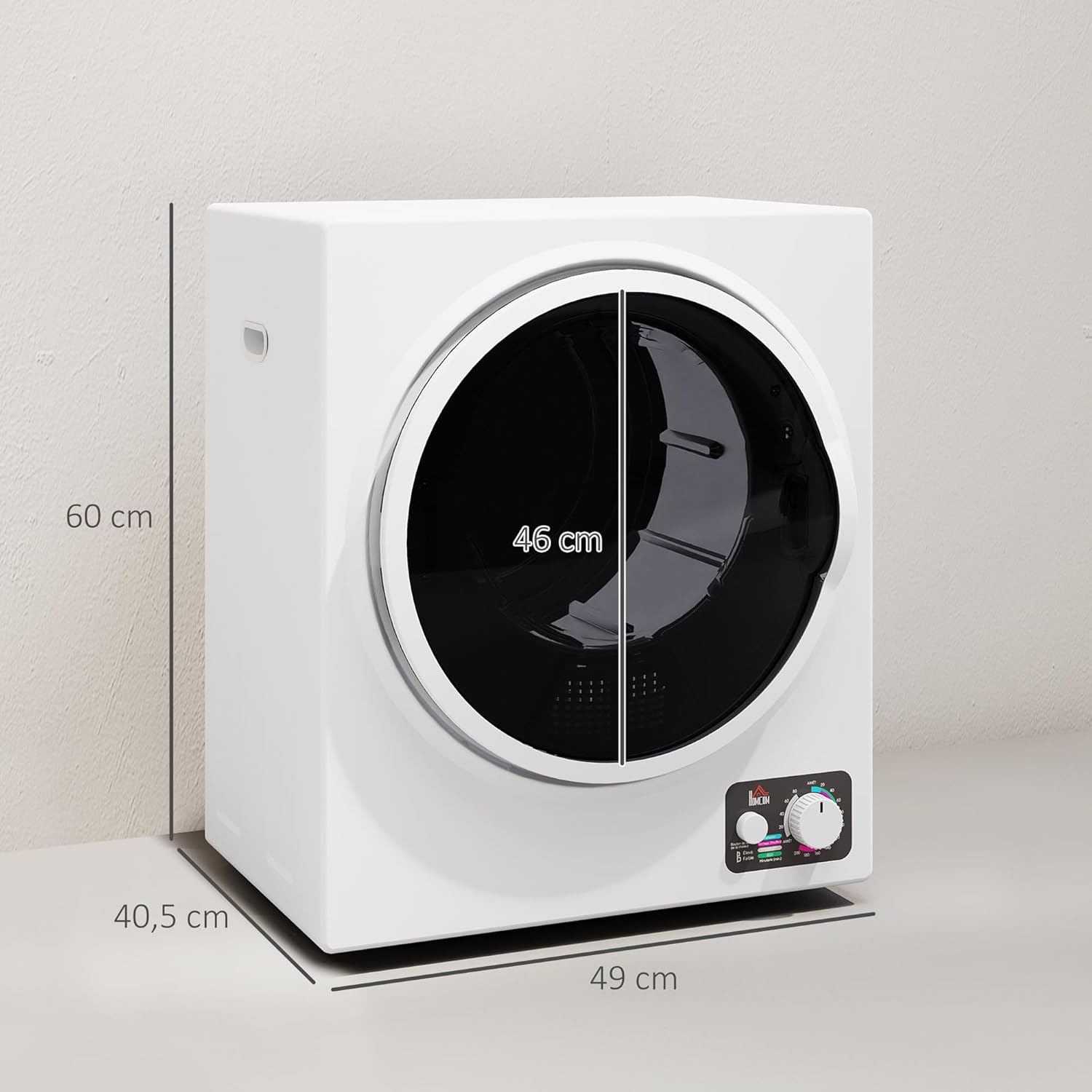 HOMCOM - sèche-linge 4kg, 850W, 4 modes, mural, inox, compact