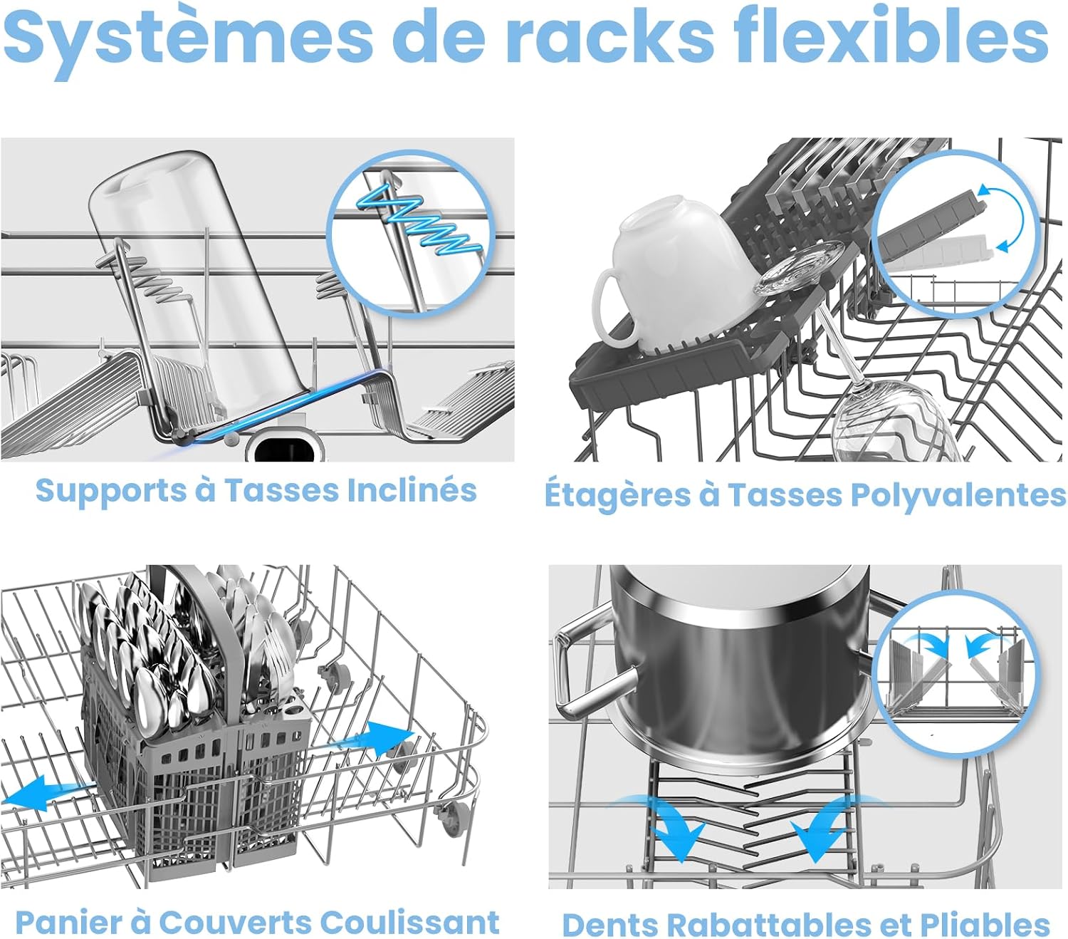 COMFEE' - lave-vaisselle grand format, 14 couverts, inox, écran LED, 44 dB, FD1435E-X