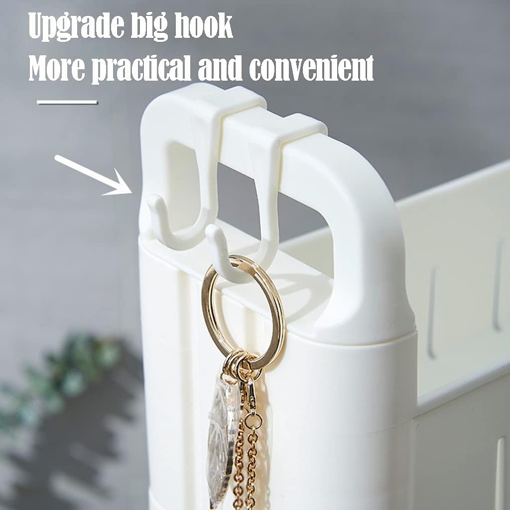 Chariot de rangement mince - 3 niveaux - 10cm - plastique blanc, à roulettes, organisateur mobile