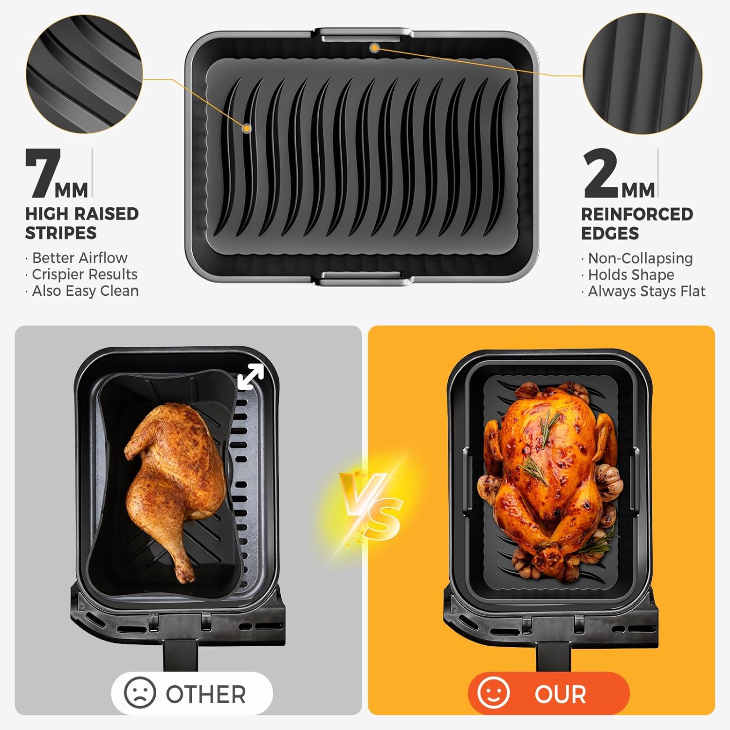 Diboniur - Accessoires friteuse silicone - 7,6L-9,5L - Lot de 2, réutilisable, lave-vaisselle