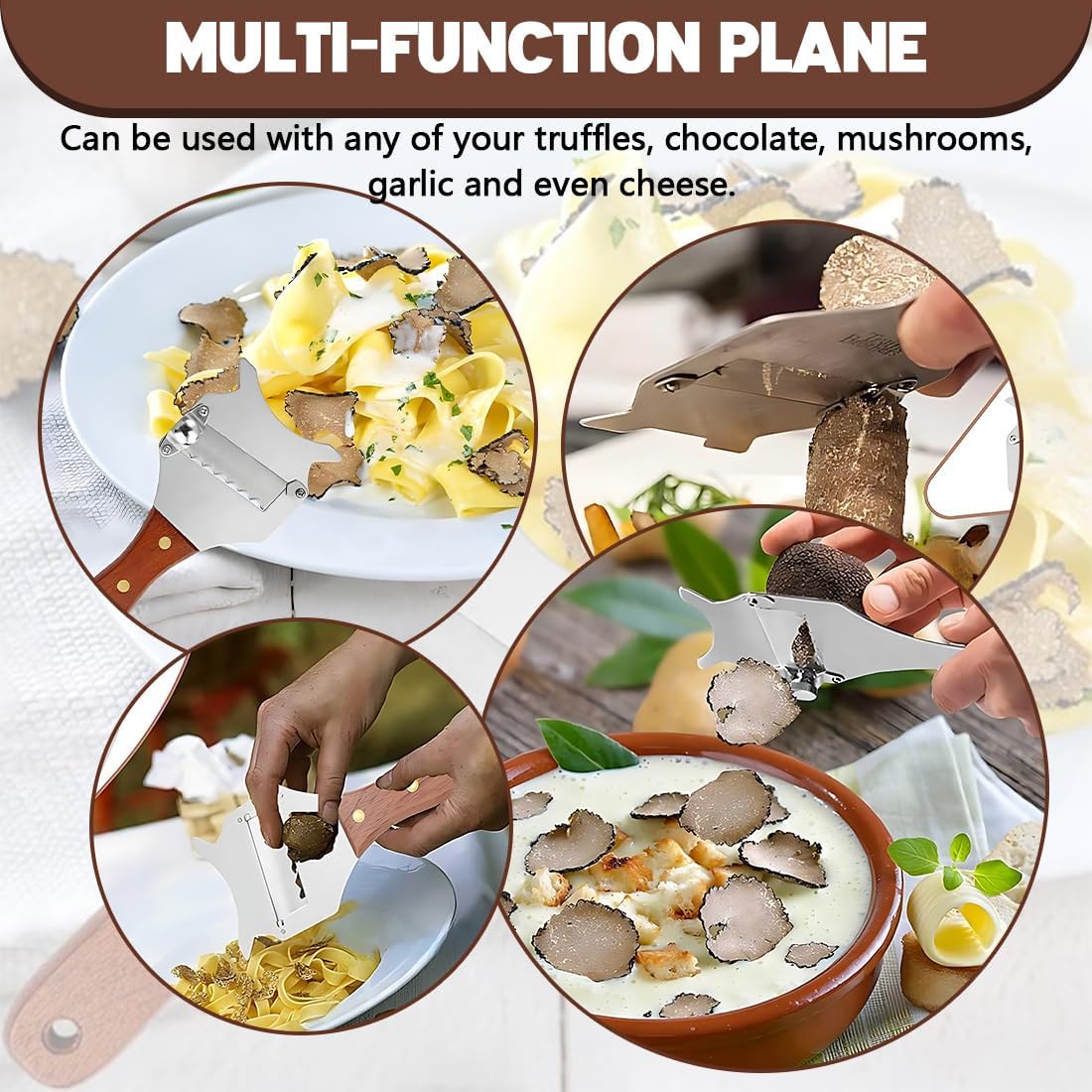 Coupe-Truffe professionnel, râpe inox, poignée bois, réglable, 18 cm