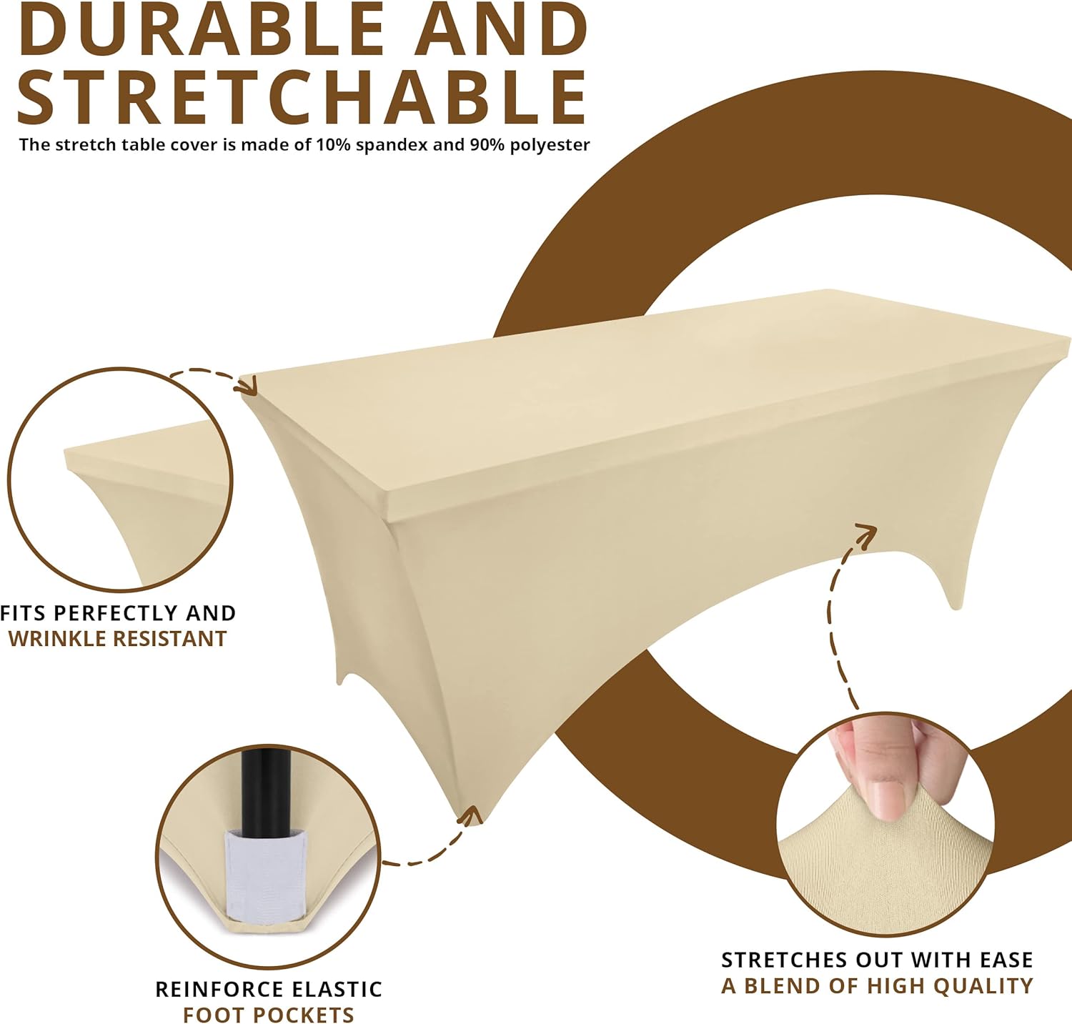 Utopia Kitchen - nappe extensible - 244 cm - polyester spandex, lavable, lot de 2