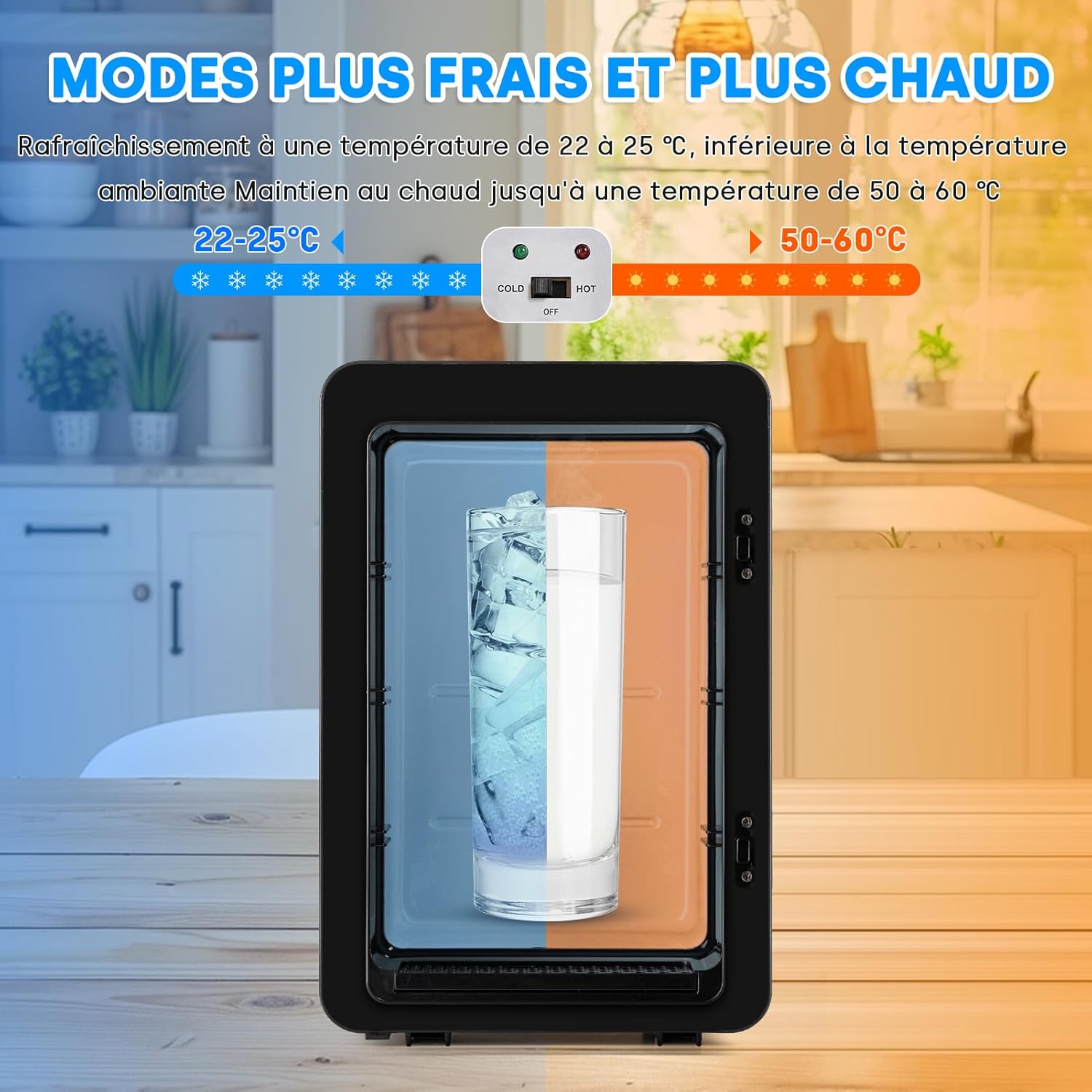 Enventor - Mini frigo 15L - 28x33x22cm - silence, double usage