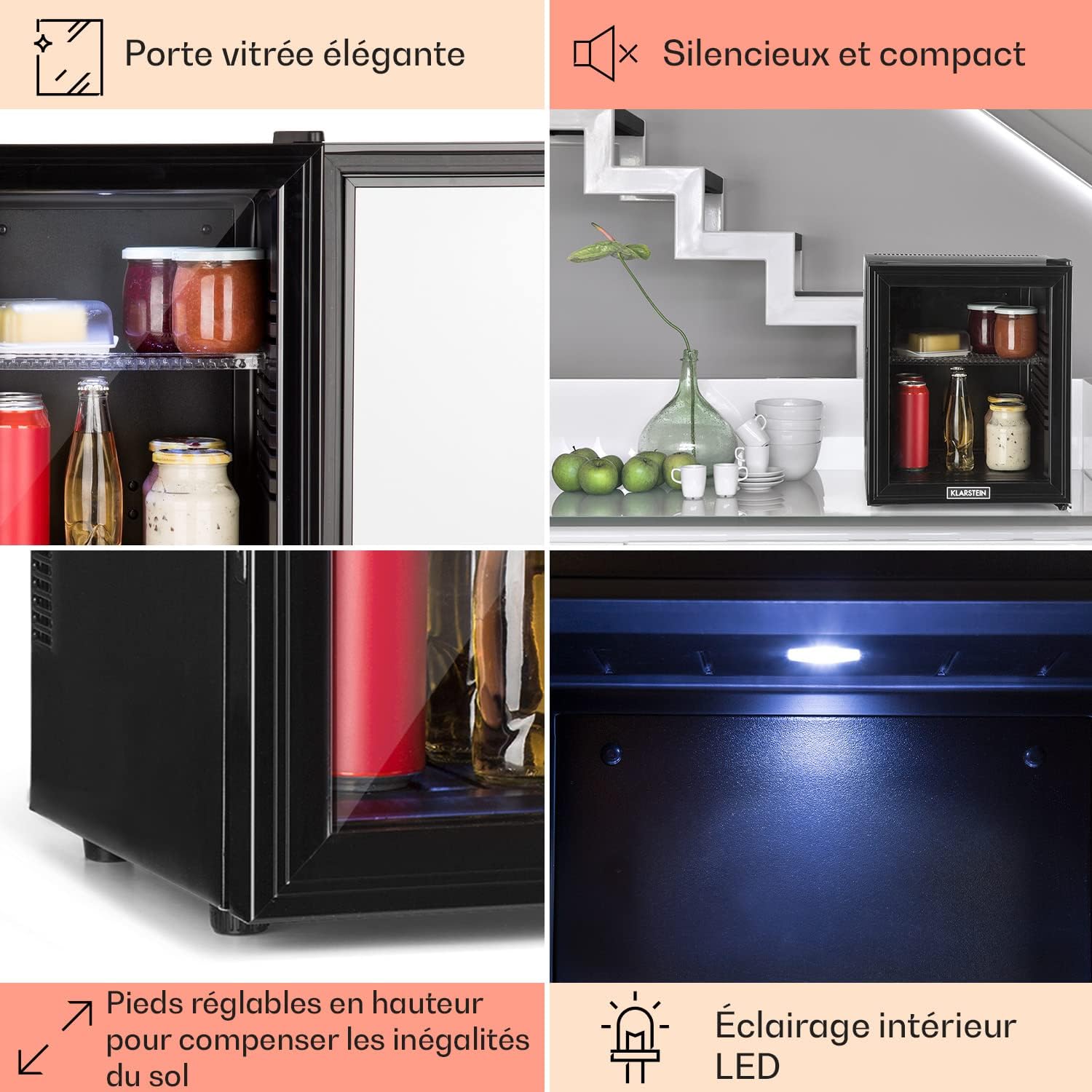 Klarstein - Mini Frigo 32L - silencieux, étagères réglables, 12-18°C