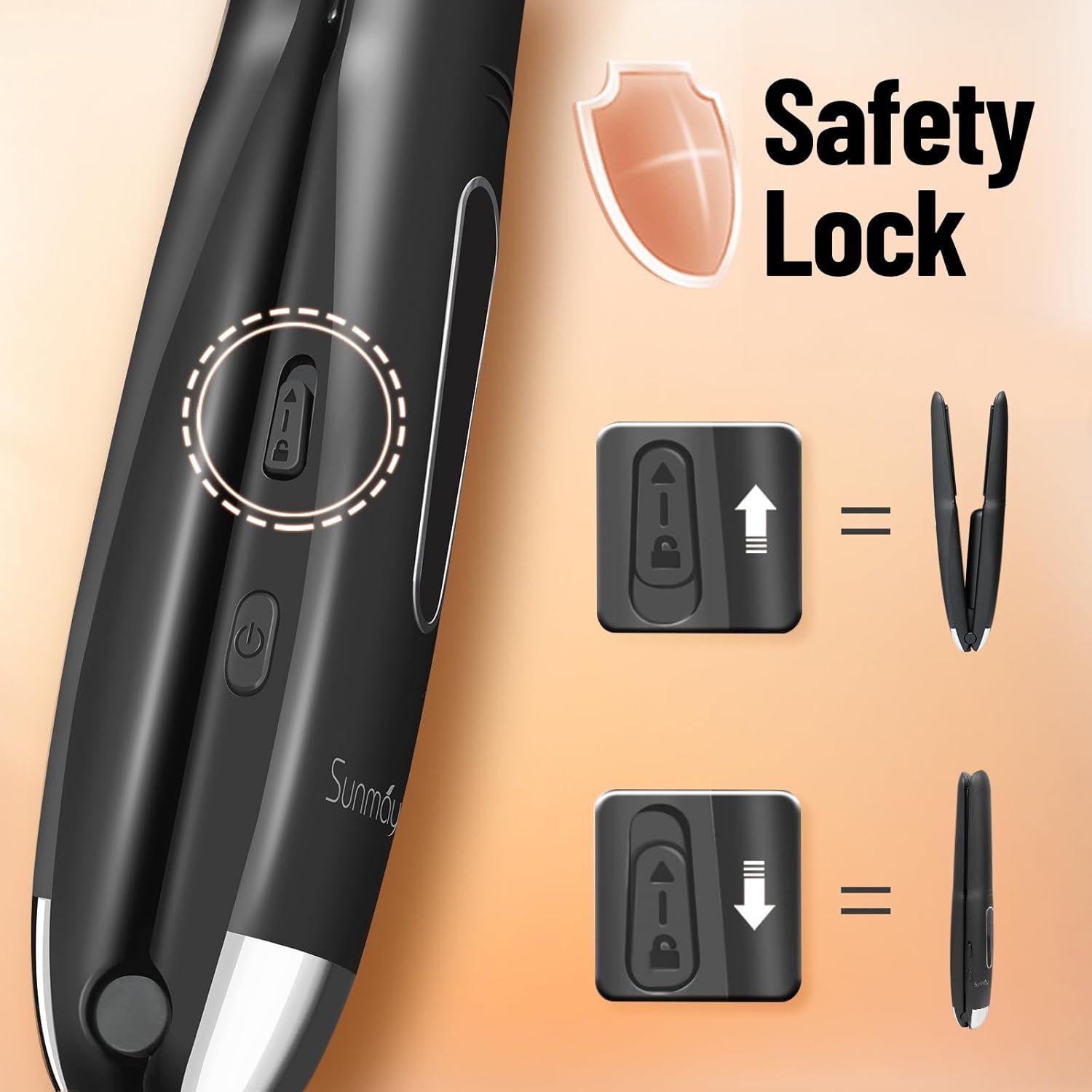 SUNMAY - Lisseur 2en1 sans fil, titane, 5000mAh, 3 températures, mini, noir