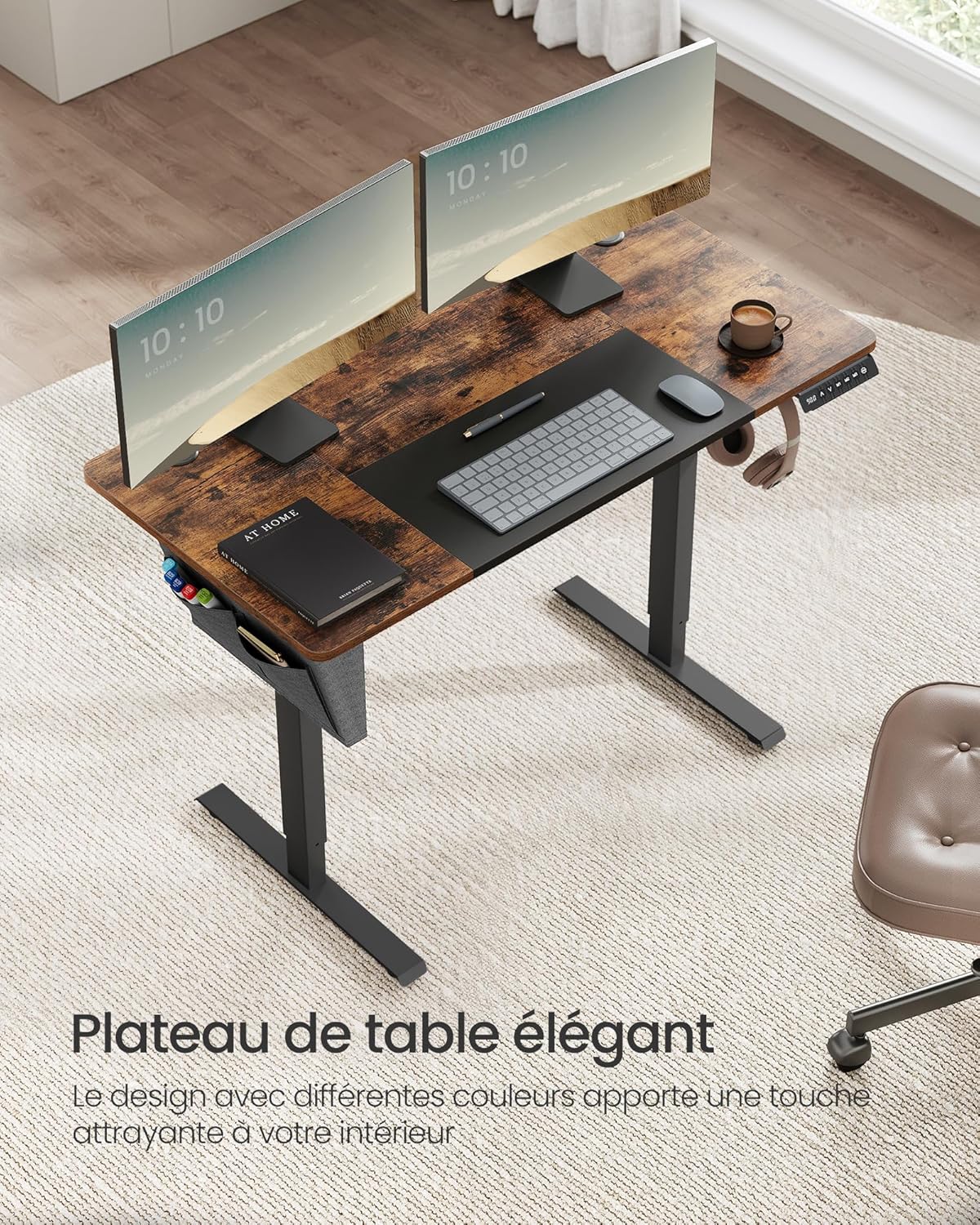 SONGMICS - bureau électrique LSD015X01 - 120x60 cm - réglable, mémoire 4 hauteurs