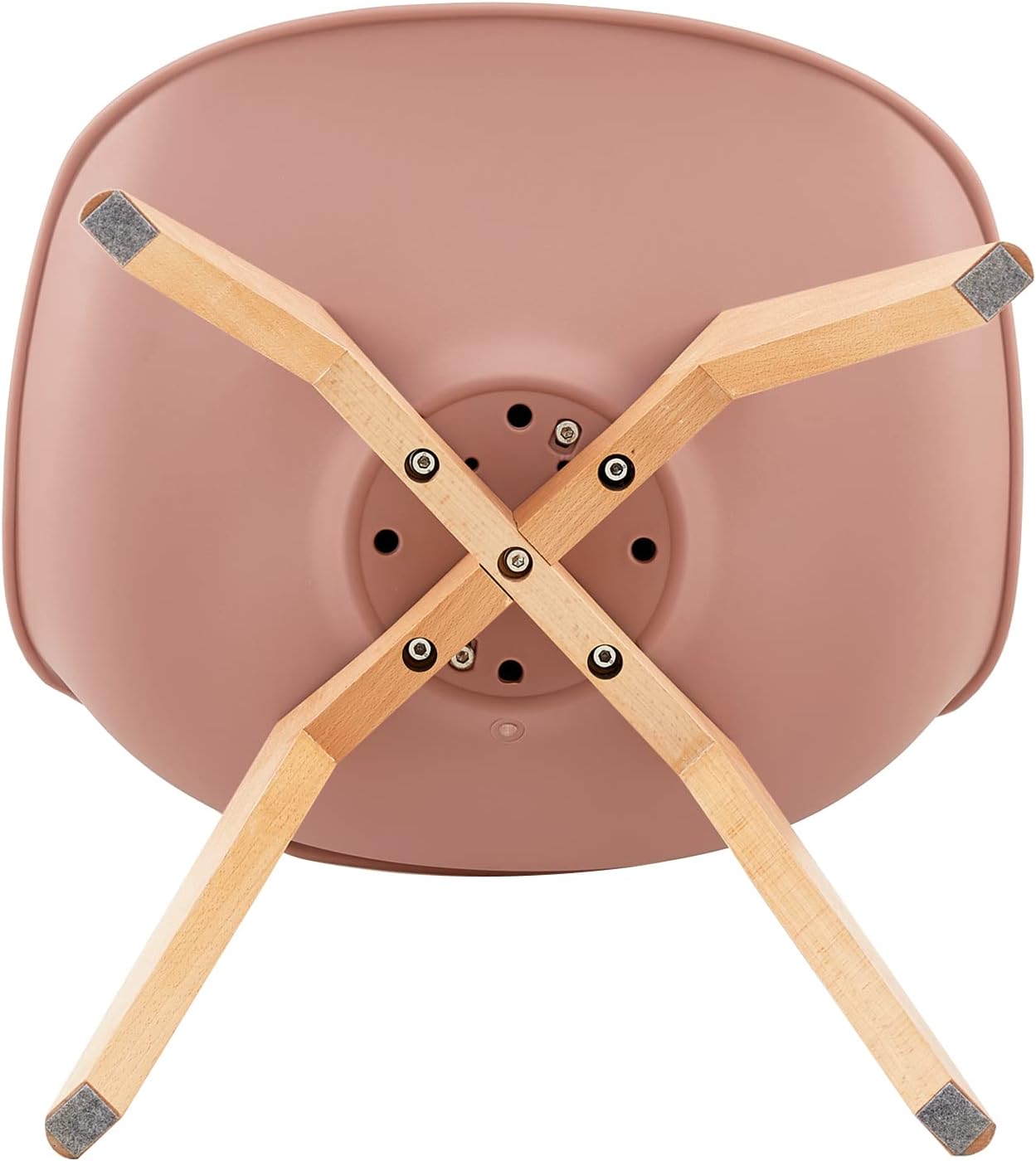 EGGREE - Lot de 4 chaises scandinaves, bois hêtre, rose fumé, assise rembourrée