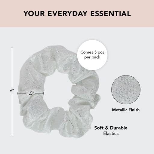 Kitsch - lot de 5 chouchous métalliques - gris/noir/gris - accessoires cheveux élégants