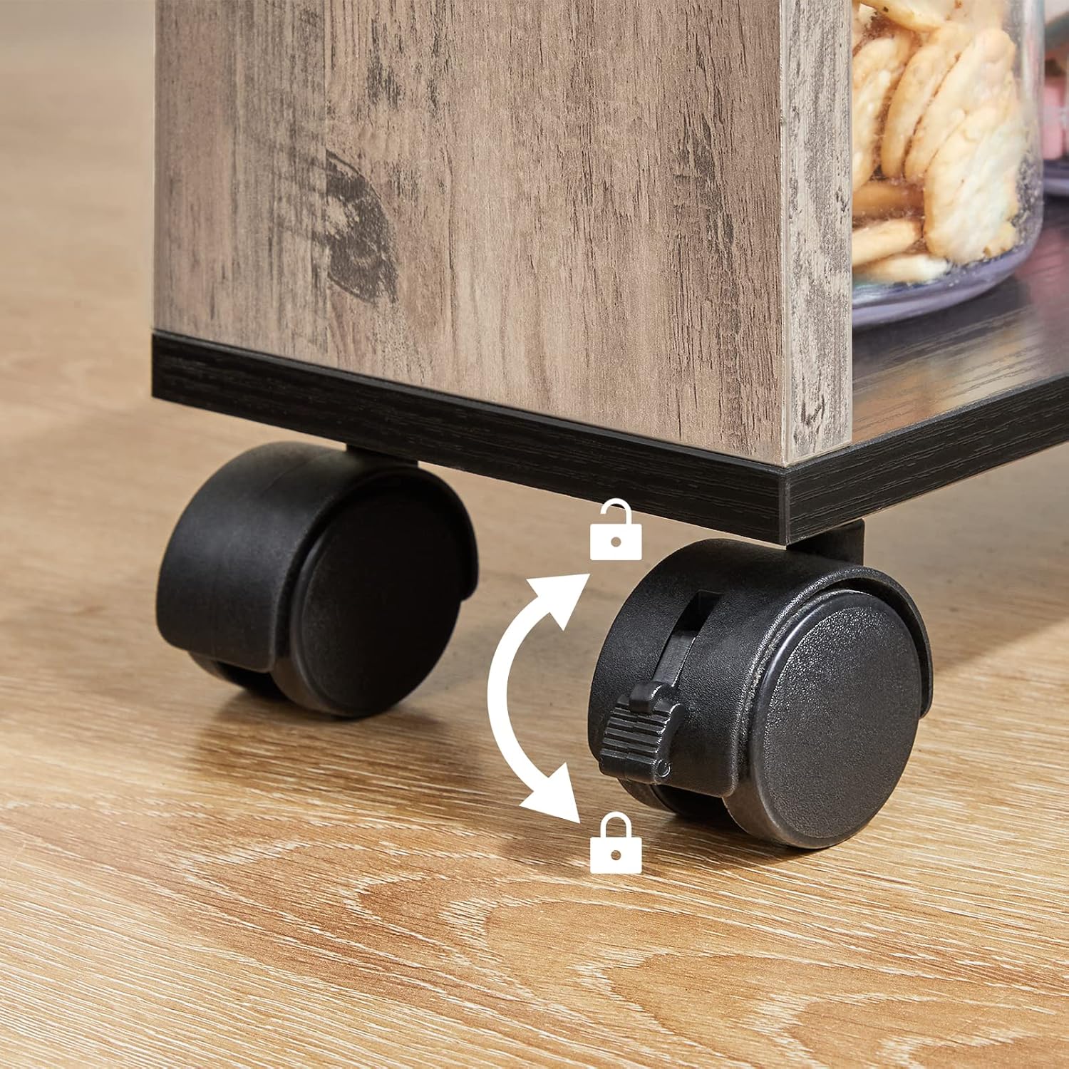 HOOBRO - chariot de rangement 4 niveaux, roulettes, poignée, bords relevés, mince, EBG15TC01