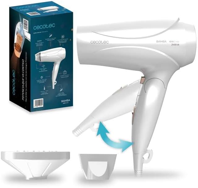 Cecotec - Ionicare Travelwhite - compact pliable, 2400W, ioniseur, Turbo