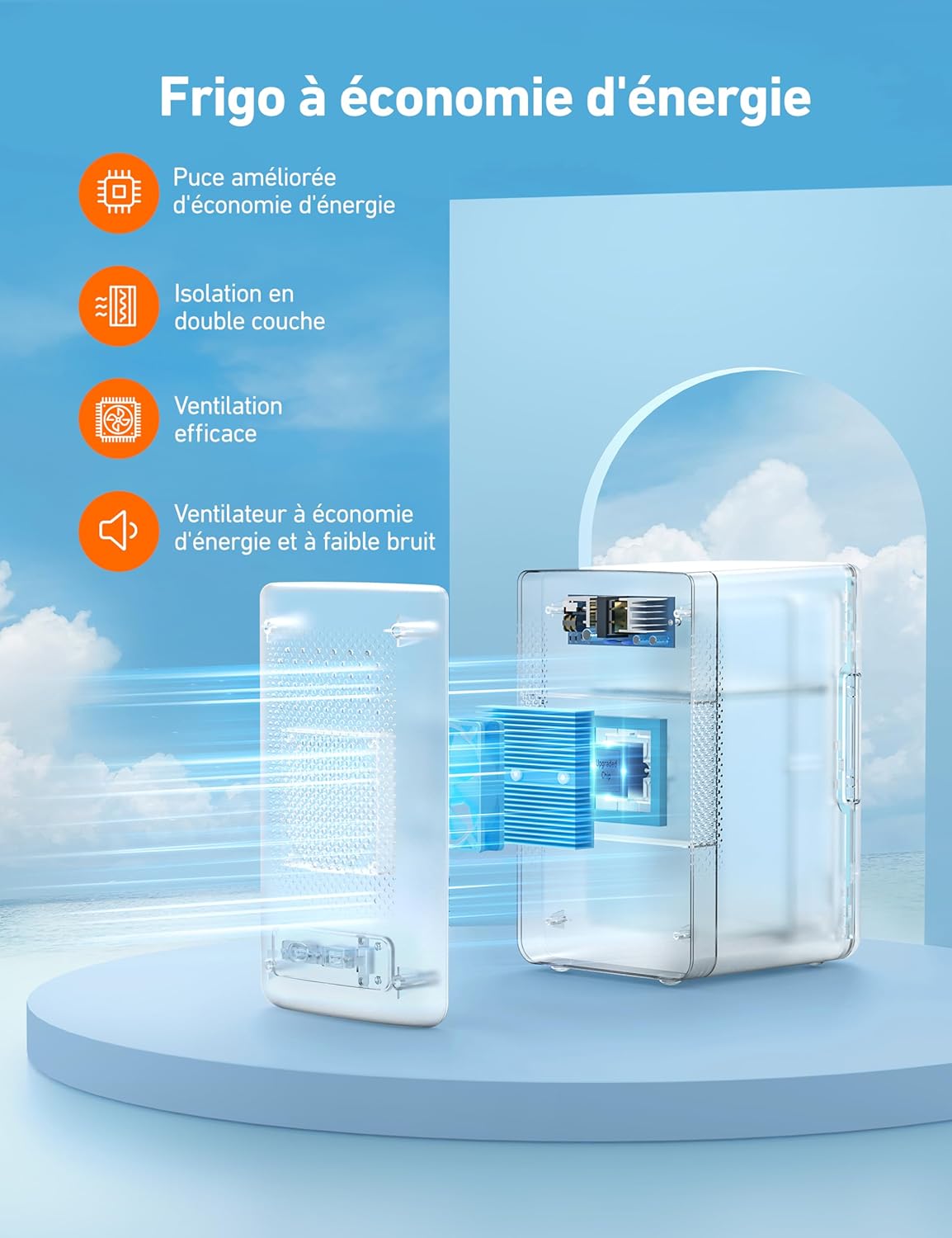 AstroAI - Mini Frigo 6L - 8 canettes - chaud/froid, portable, 12V/220V