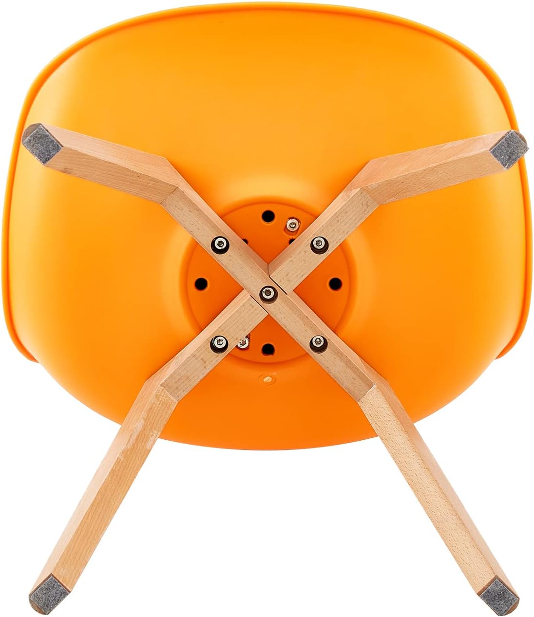 EGGREE - Lot de 8 chaises scandinaves - bois hêtre, assise rembourrée, orange