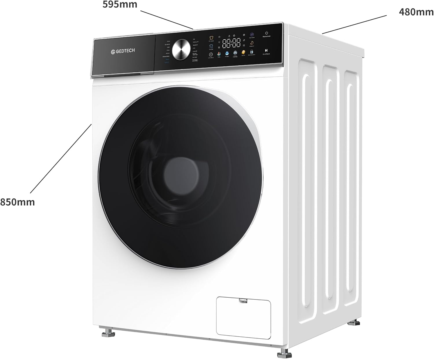 Gedtech lave-linge frontal 10kg, 1400 trs/min, LED, eco, GLLPS101400WH