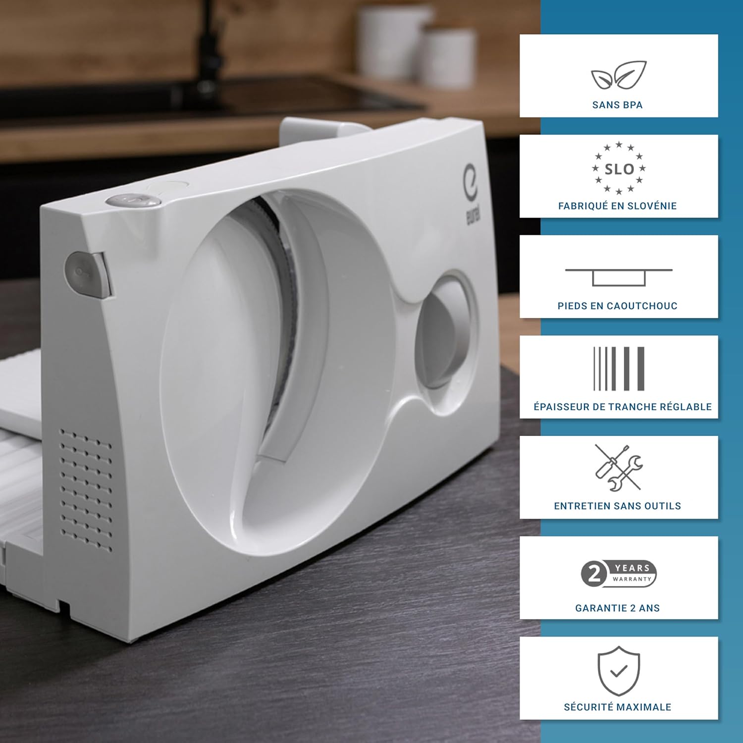 EUREL - RS42 trancheuse pliable, inox Ø170mm, épaisseur 0–17mm
