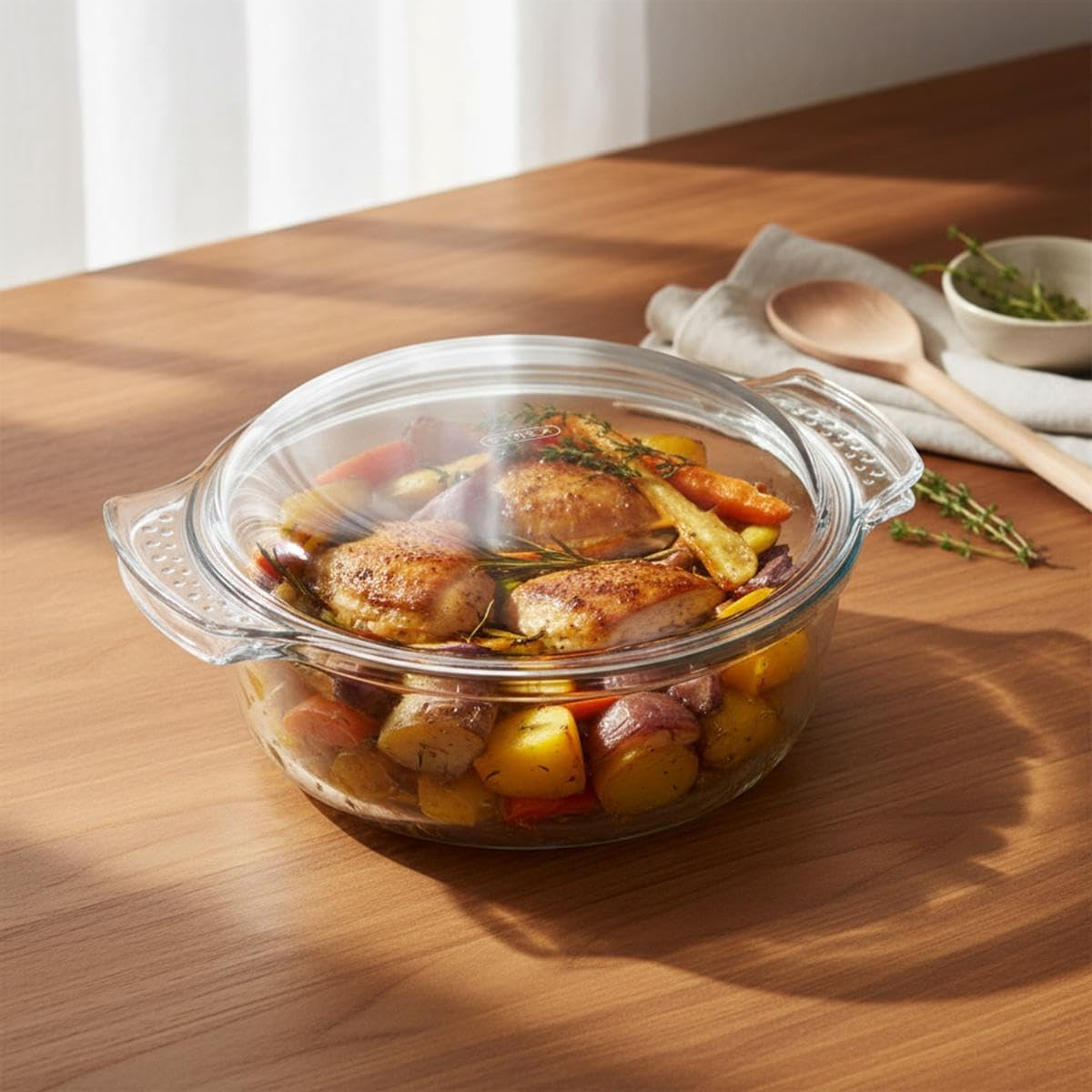 Pyrex - cocotte ronde - verre, 4,9 L, résistante - 118A000