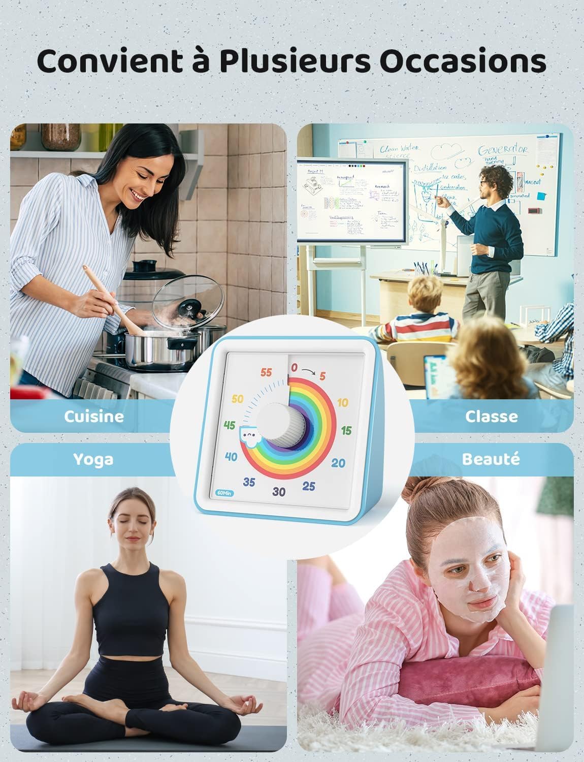 LIORQUE - minuteur visuel enfant - 60 min - silencieux, gestion du temps