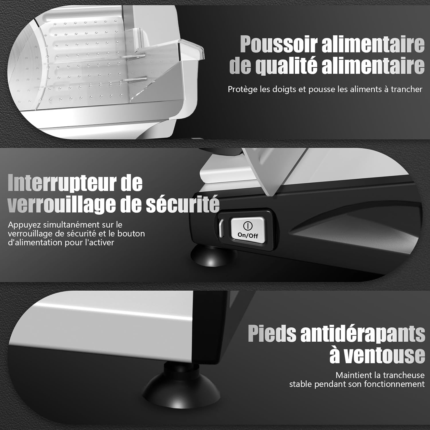 YASHE - trancheuse électrique 19cm - 200W, épaisseur réglable 0-15mm