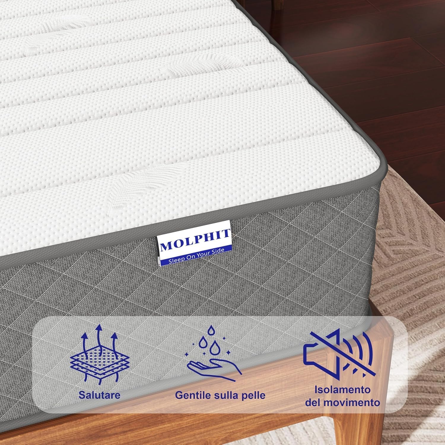 Matelas hybride 140x190 cm, mémoire de forme, soutien ferme, Oeko-TEX