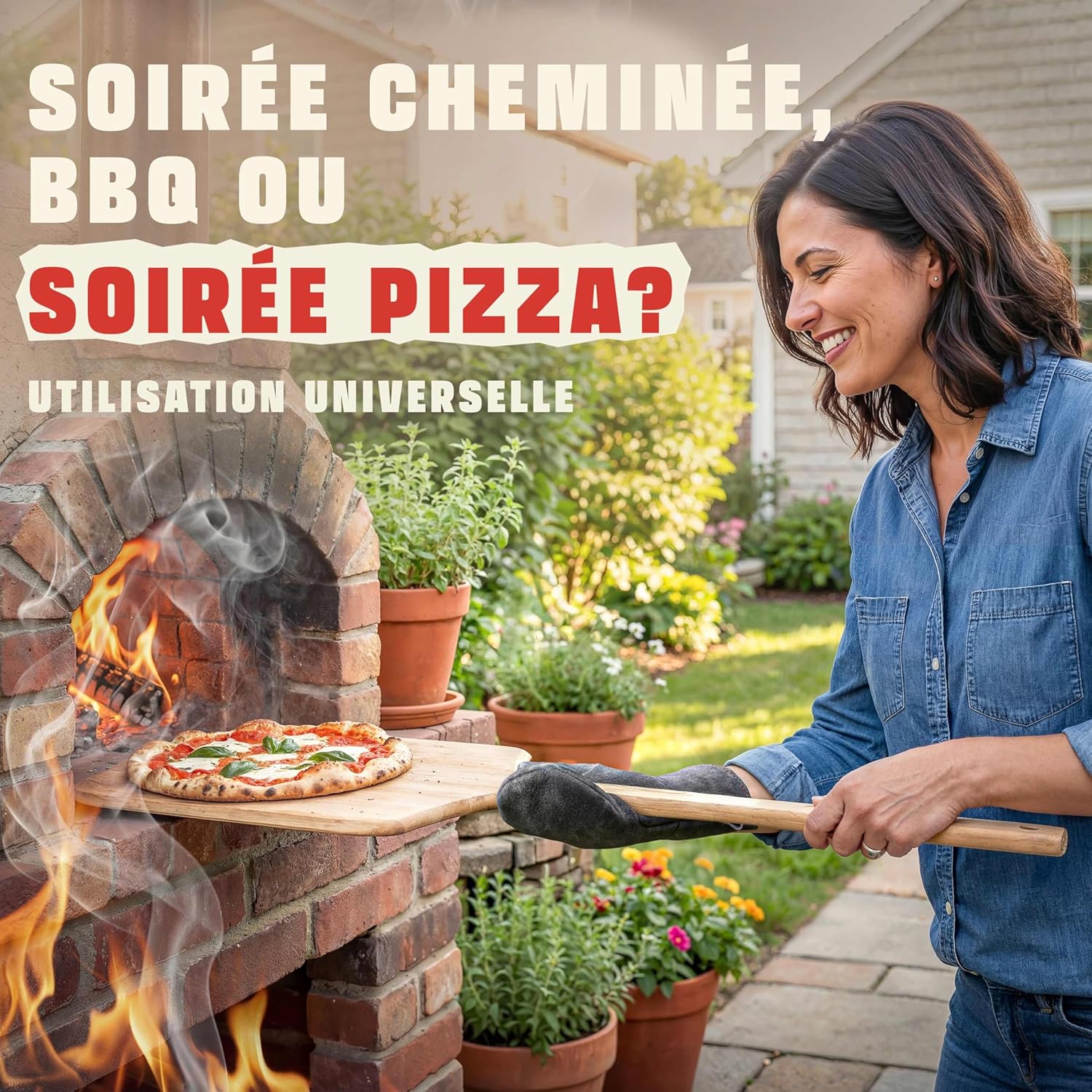 Achilles - Gant cheminée EN407 - cuir, isolation thermique, ignifuge, noir