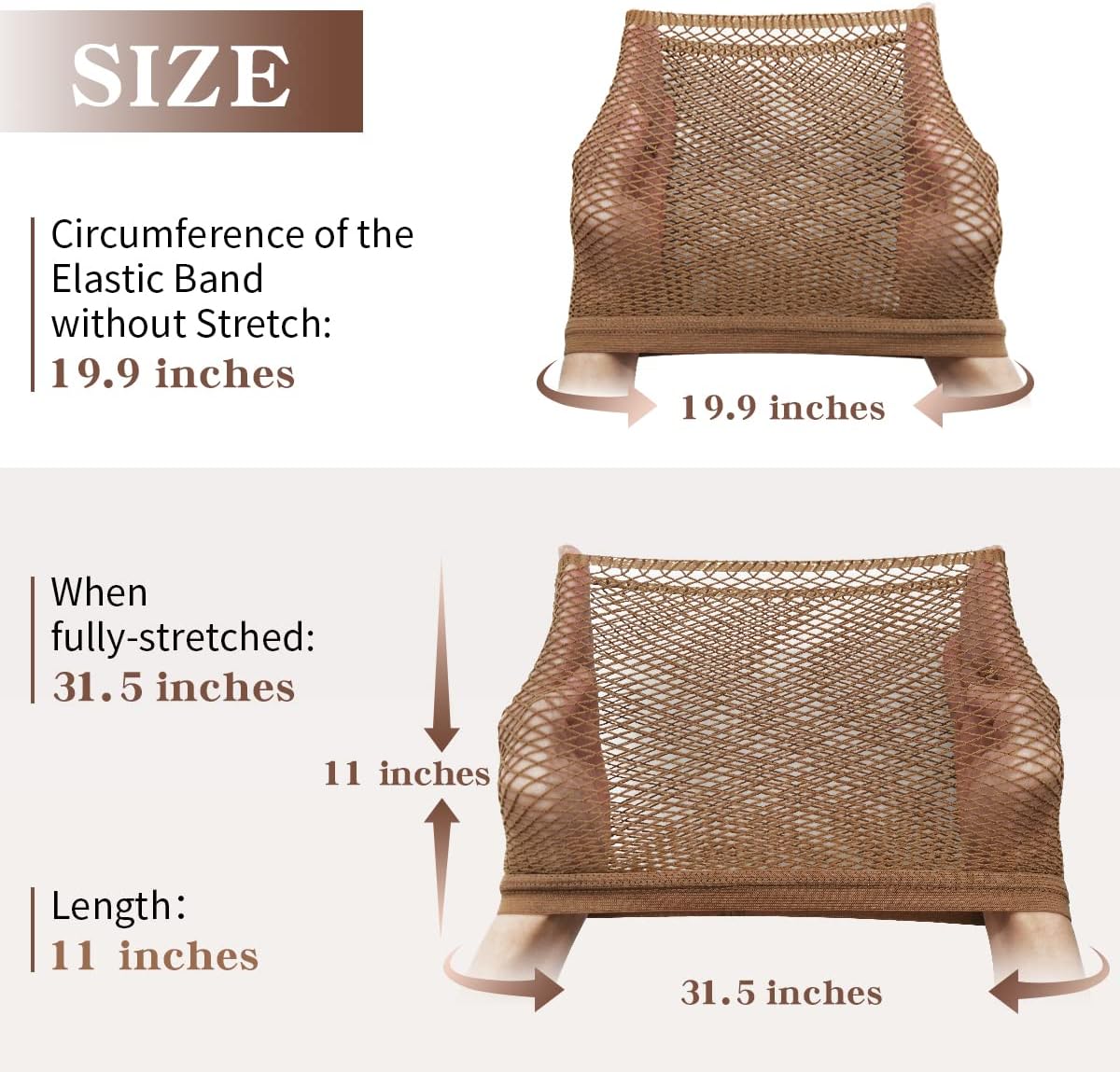 Dreamlover - Bonnet de perruque en maille, long, marron, lot de 2