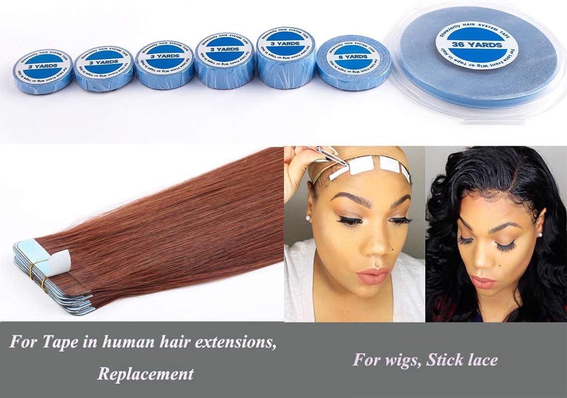 ShowJarlly - ruban adhésif double Lace - 0,8cm x 3Yards - fixation forte cheveux