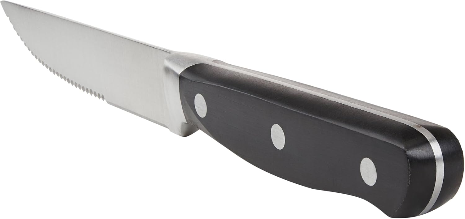 Amazon Basics - Set steak 8 pièces - Lames dentelées ergonomiques acier