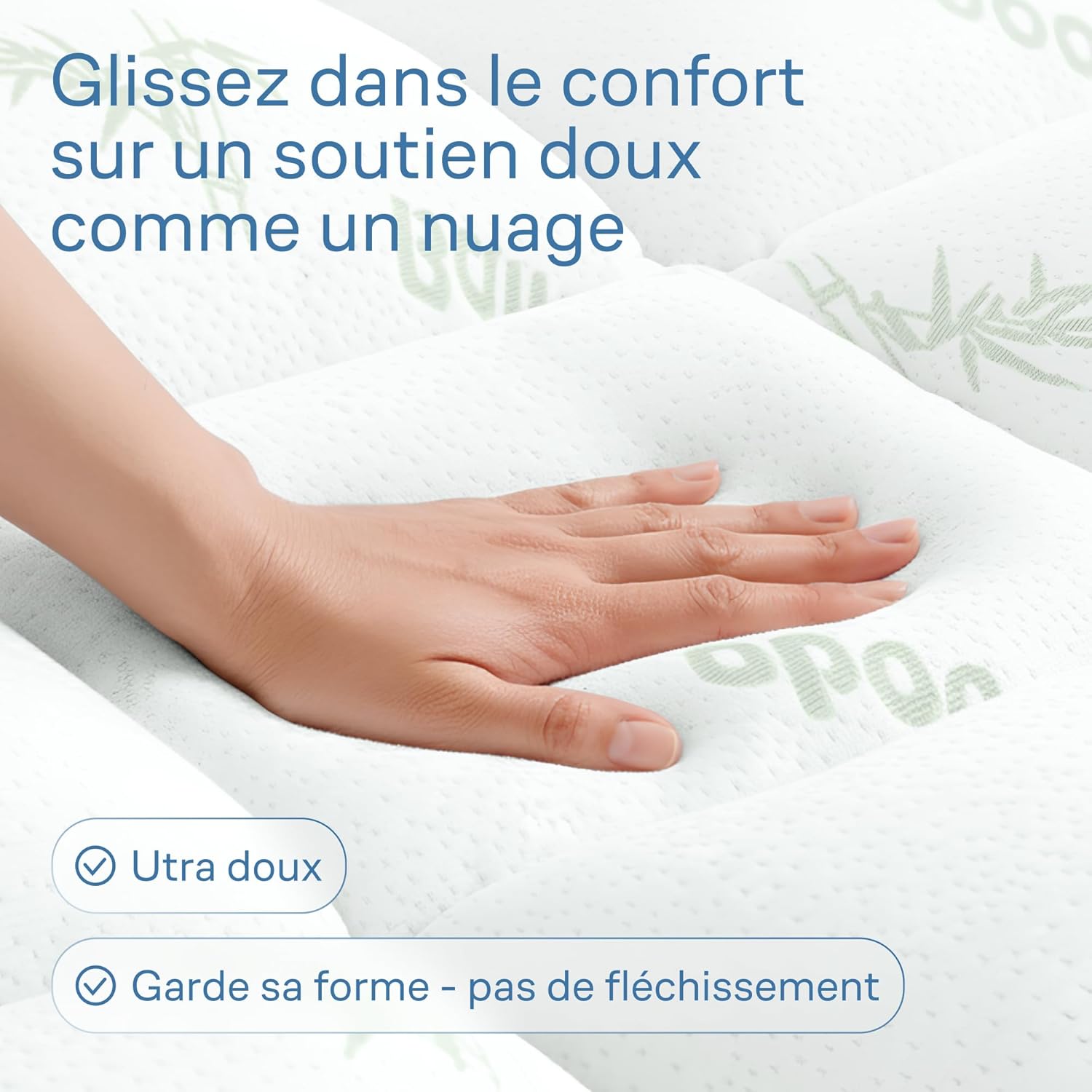 Surmatelas - Confort Doux viscose bambou 160x200cm, ultra-doux, respirant