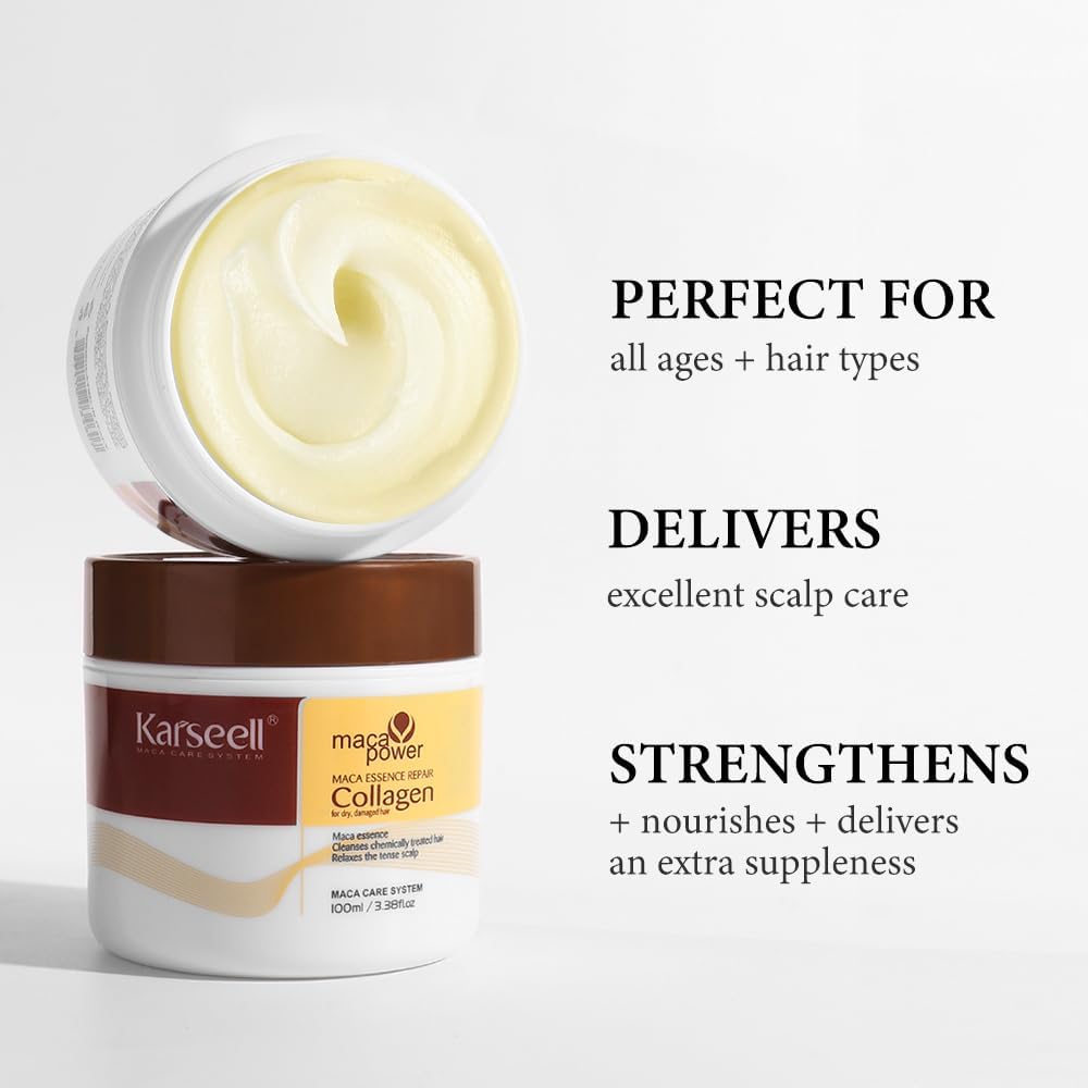 Karseell - Masque cheveux Collagen 100ml - réparation profonde, huile d'argan