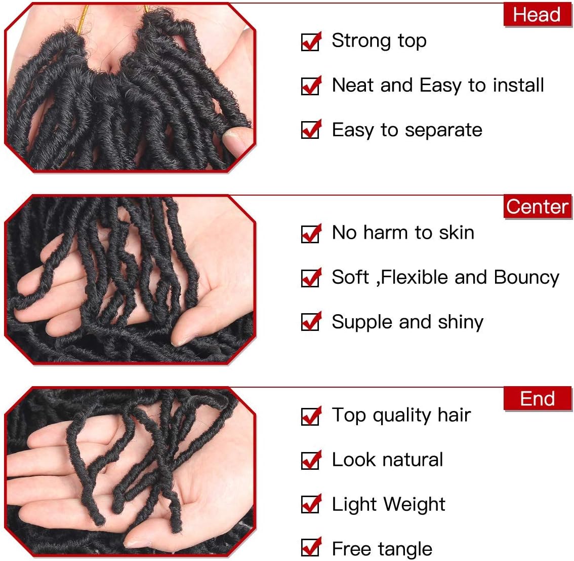Xtrend - Nu Locs extensions 45,7 cm - 7 paquets synthétiques pré-bouclées