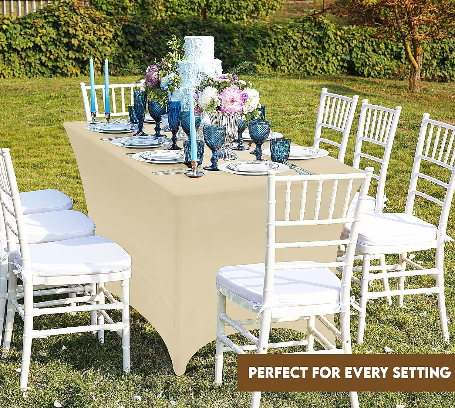 Utopia Kitchen - nappe extensible - 244 cm - polyester spandex, lavable, lot de 2