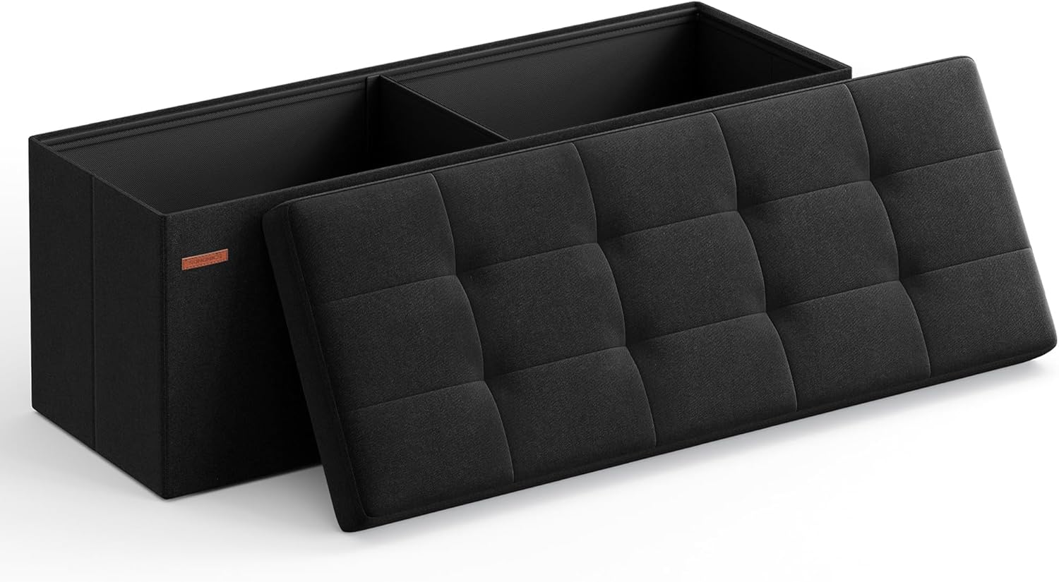 SONGMICS - banc de rangement pliable - 38x110x38 cm - coffre 300kg Noir LSF077B01