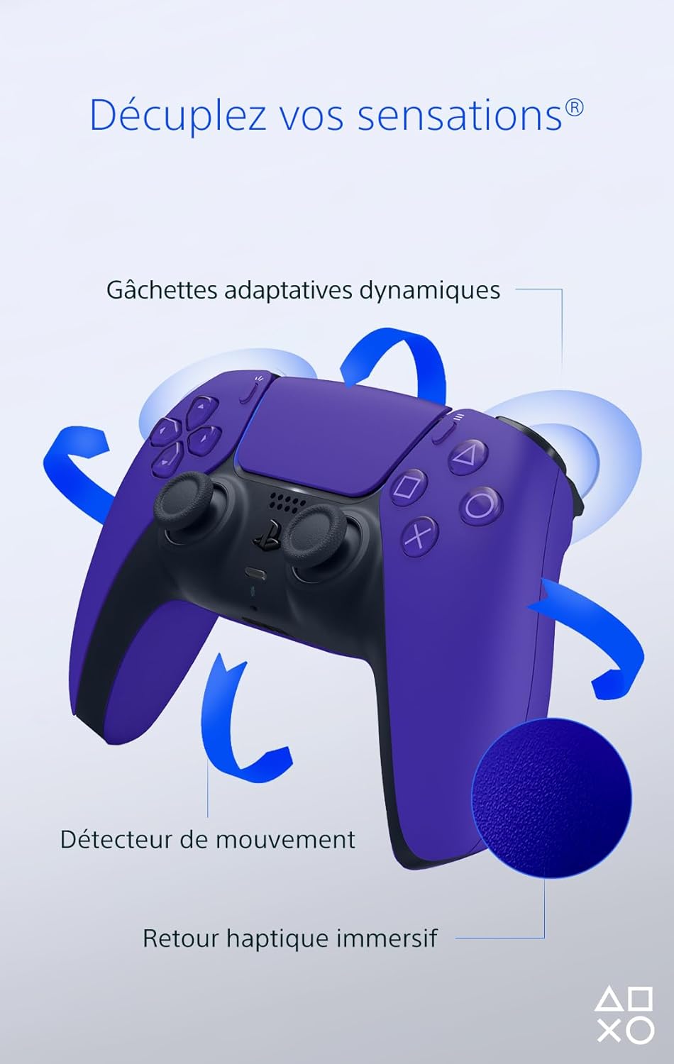 Sony - Manette DualSense PS5 - sans fil, batterie rechargeable, Bluetooth, Galactic Purple