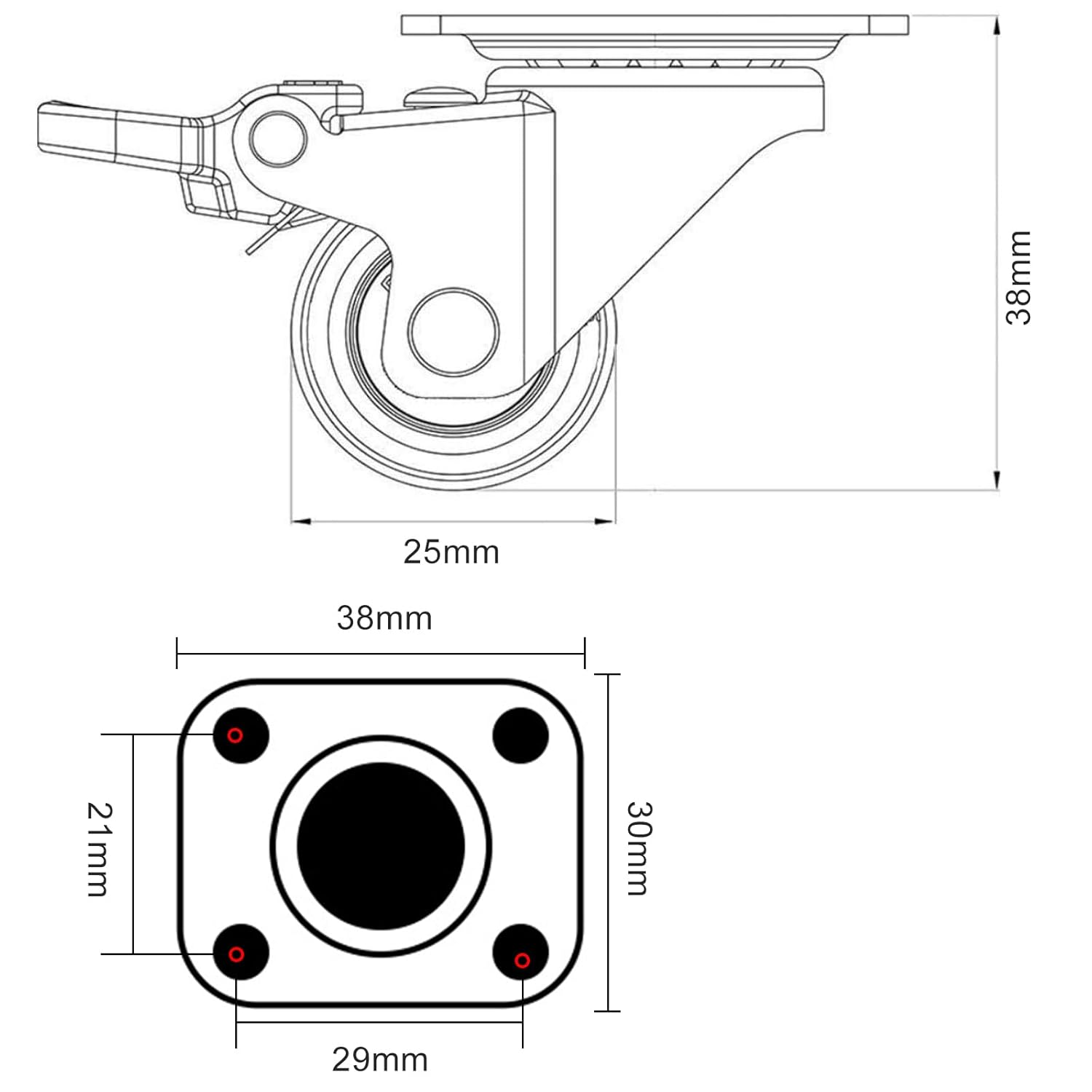 Roulettes pivotantes - 4 pièces 1