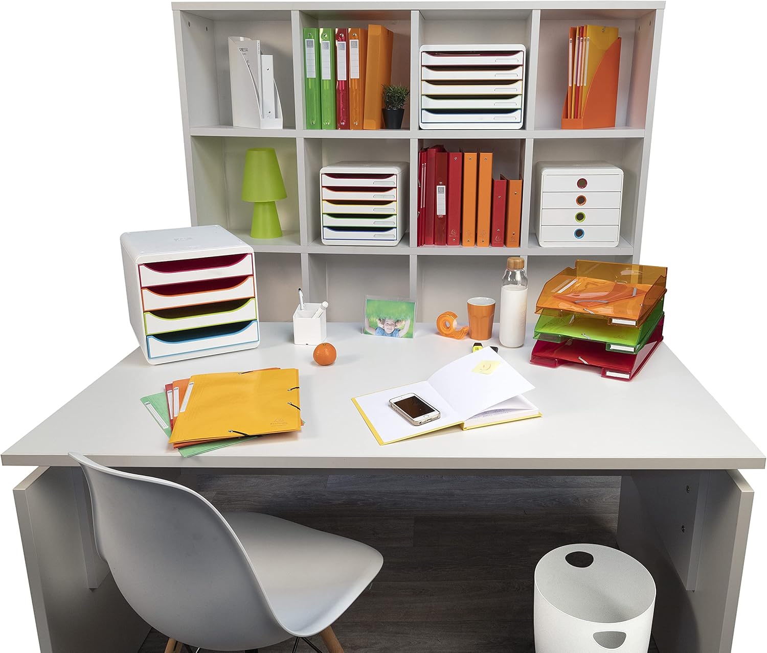 Exacompta - Ecobin poubelle 15L, poignées, blanc opaque, 26,3x33,5cm 45313D