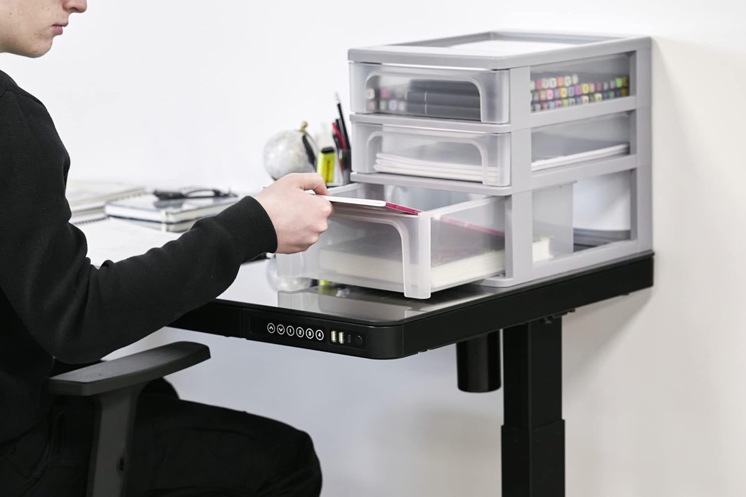 Iris Ohyama - OCH série - 3 tiroirs A4 - plastique gris, sans BPA, OCH-2021