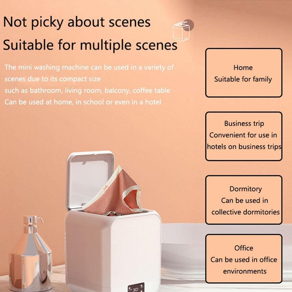 Mini lave-linge portable - 12L - double mode, minuterie, lumière bleue