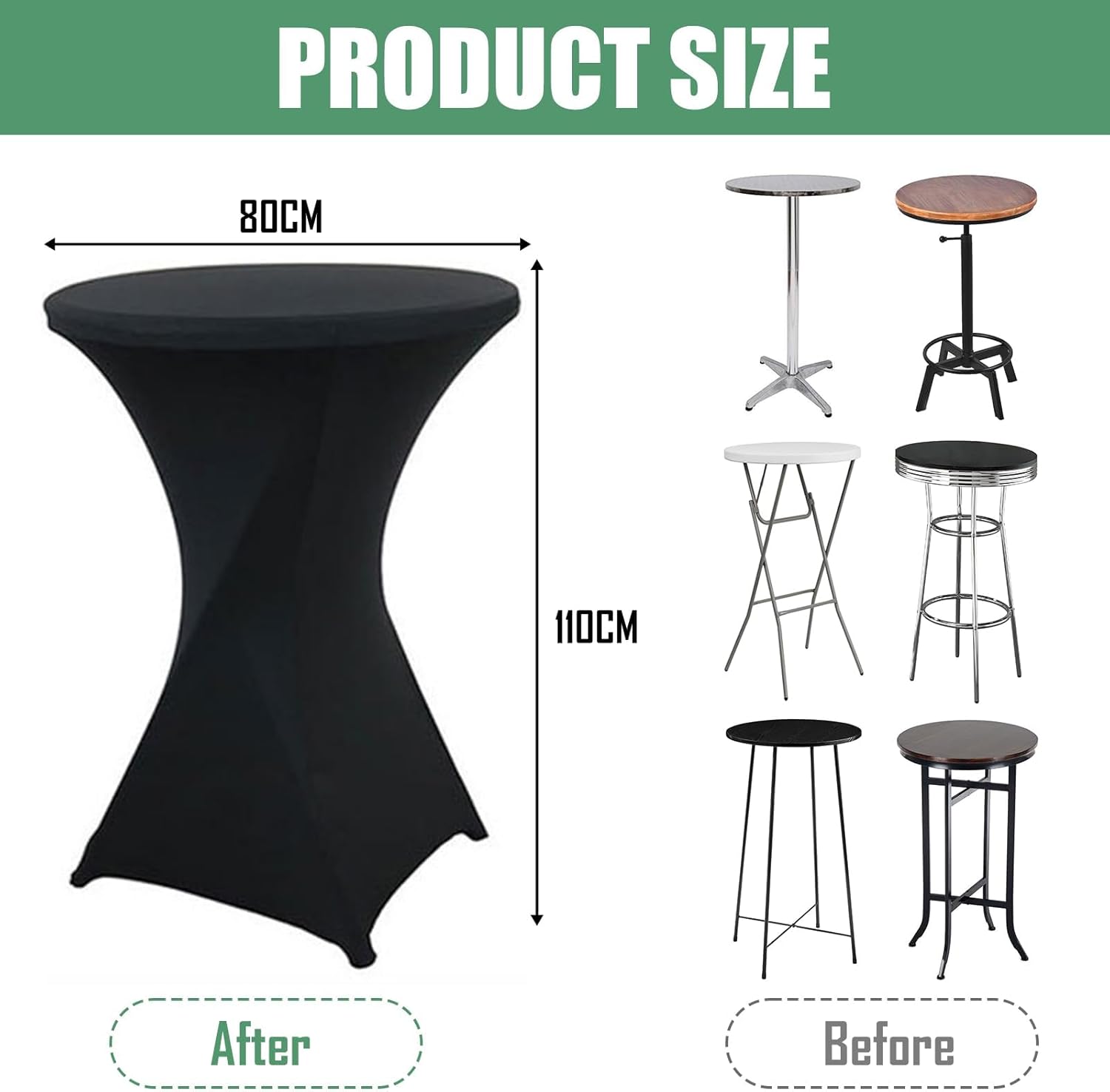 Housse mange debout - lot de 2 - 80x110 cm - extensible, noir