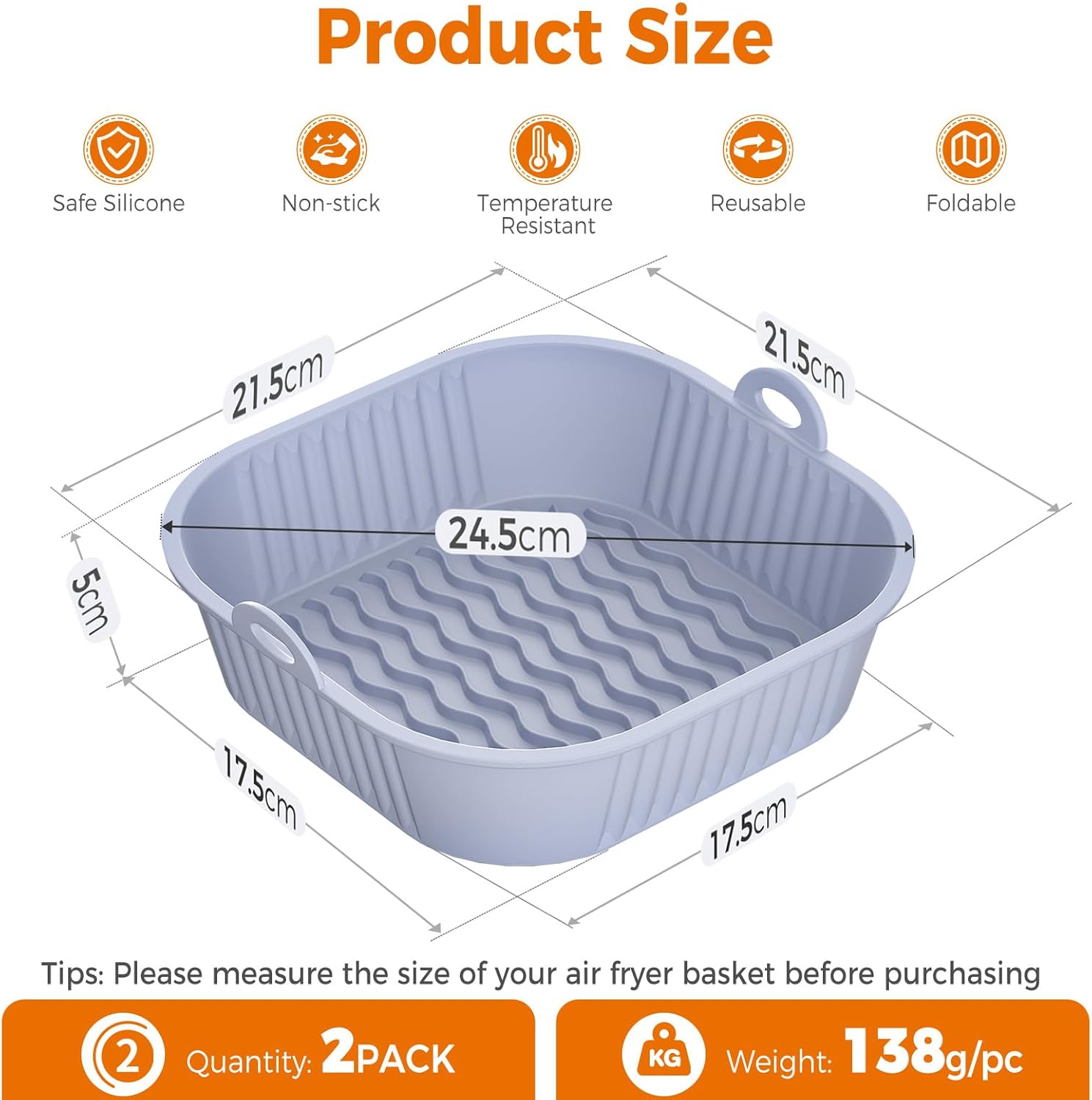 Diboniur - moules silicone Air Fryer 5-8L - 2 pièces réutilisables