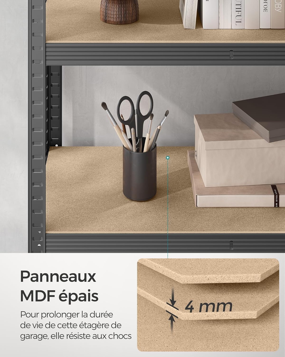 SONGMICS - étagère industrielle lot de 2, 5 niveaux, 875 kg, 40x90x180 cm, GLR040G02