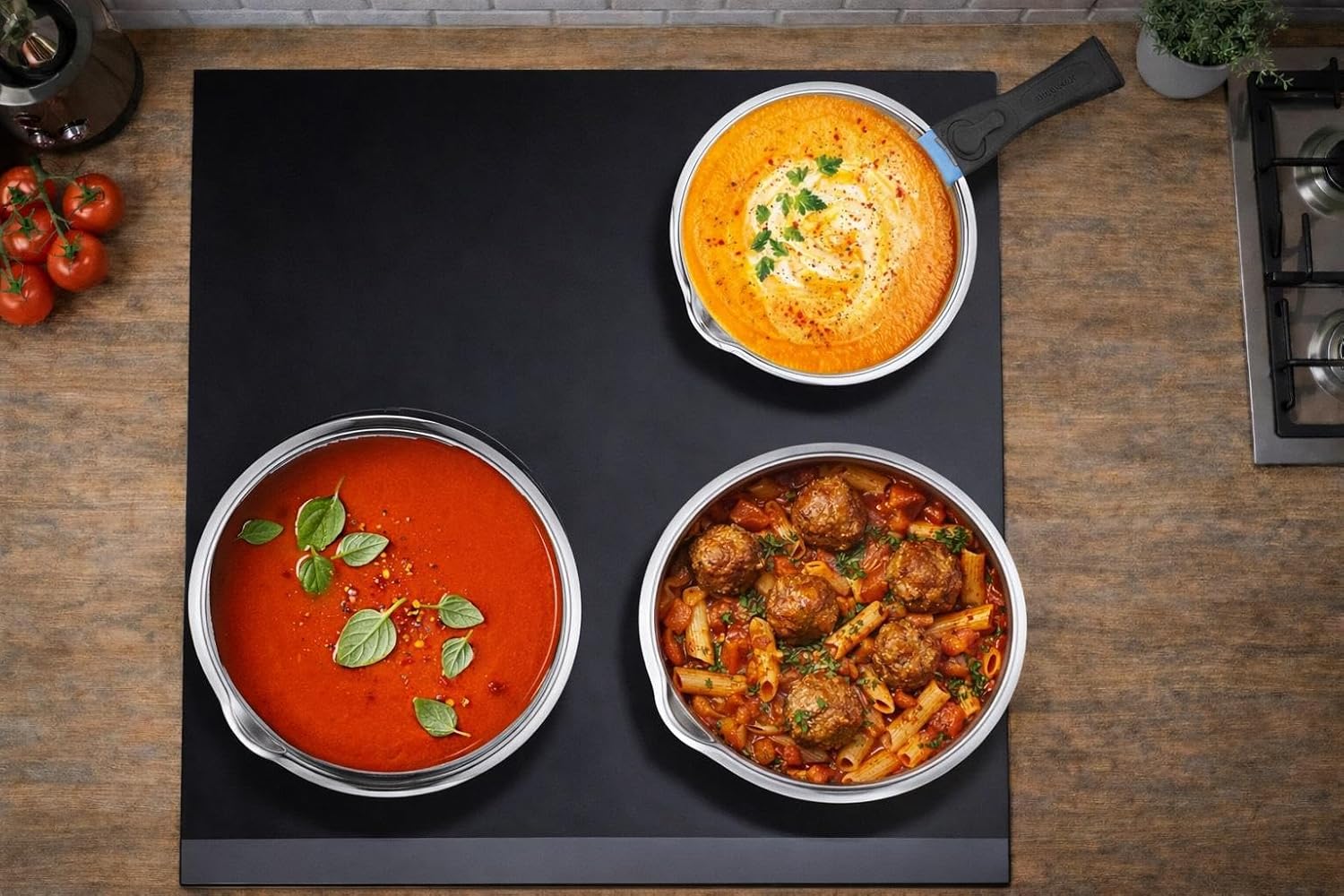 Arthur Martin - série AM - 3 casseroles inox, manche amovible - AM3456