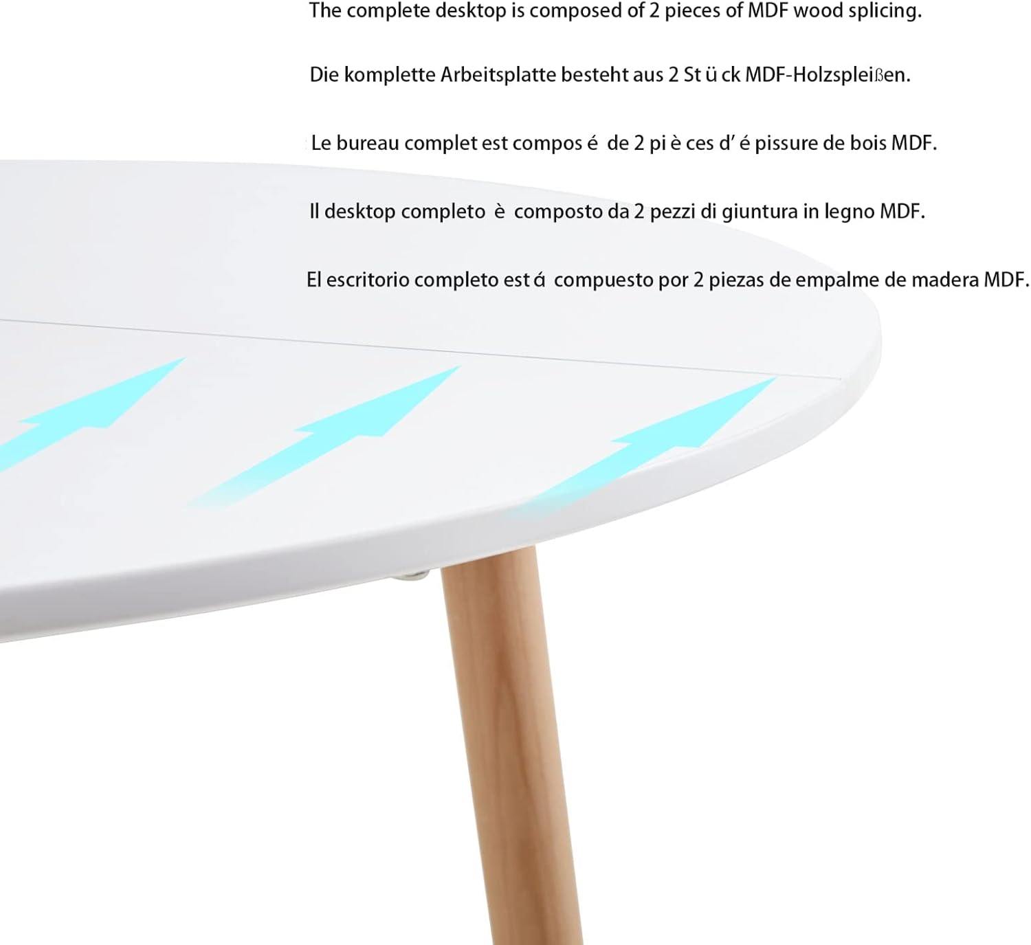 H.J WeDoo - table ronde scandinave - 80cm - bois blanc, style moderne