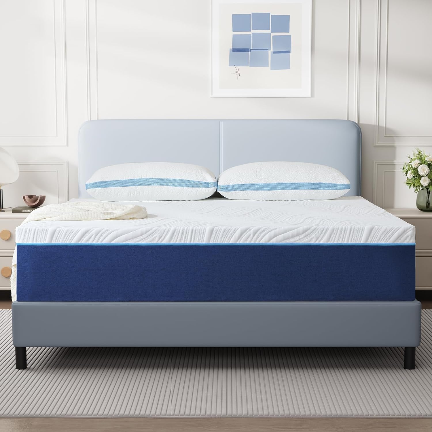 Matelas - mousse à mémoire, 90x190x16 cm, fermeté moyenne, 7 zones, réversible