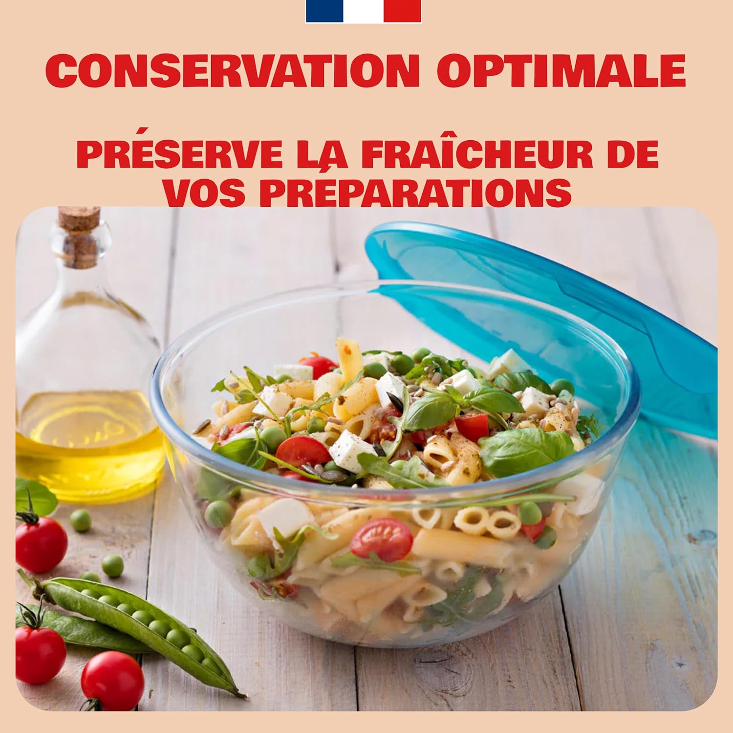 Pyrex - saladier gigognable 1.1L - verre borosilicate, couvercle