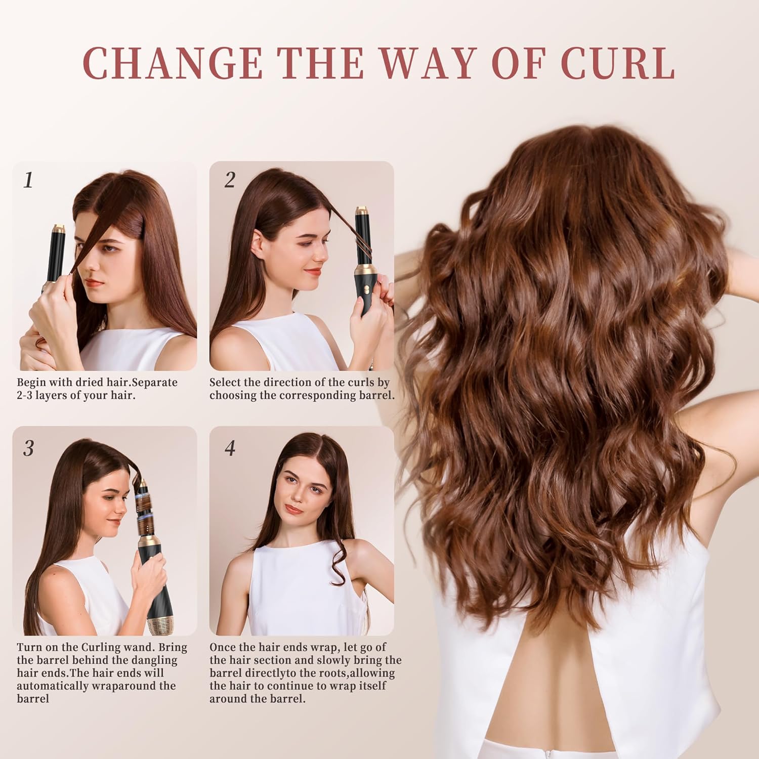 Brosse soufflante multifonction 6 en 1, sèche, lisse, boucle, OKWRAP