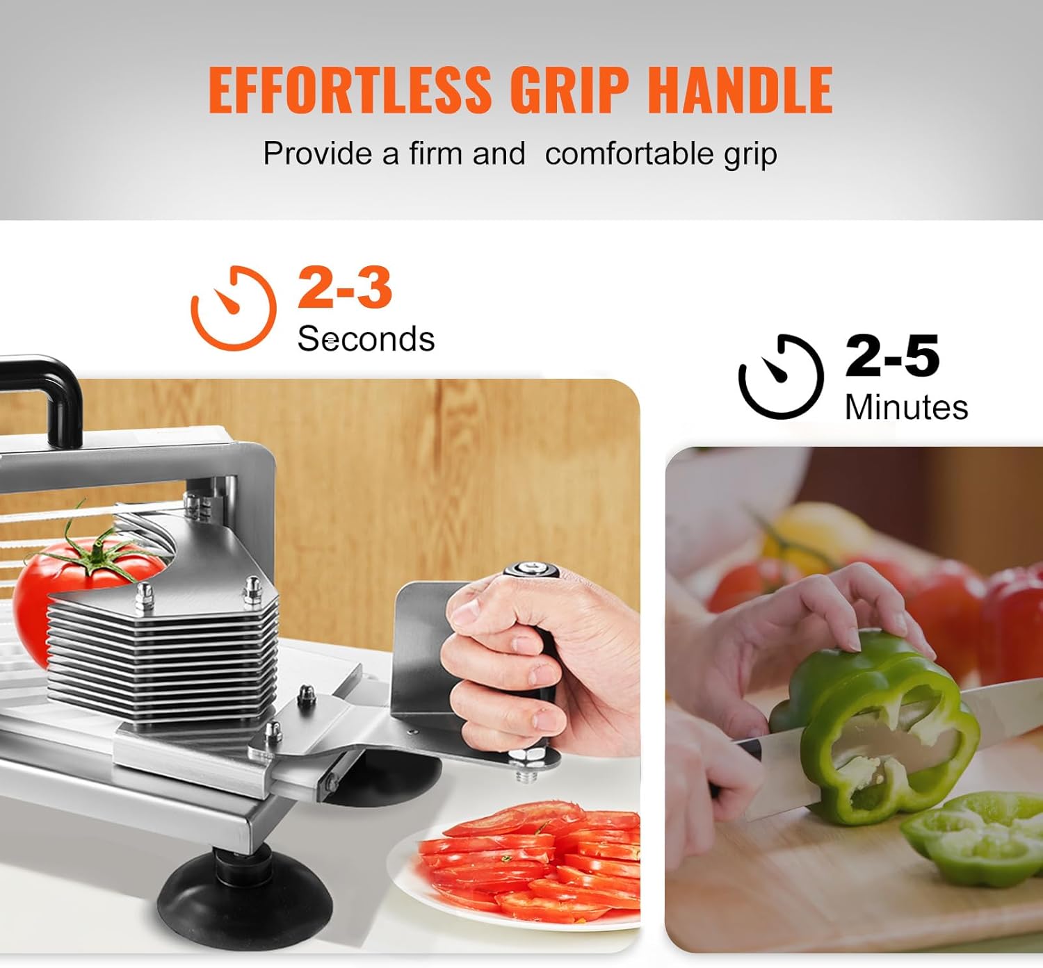 VEVOR - Coupe-tomates inox 9,5mm - pieds antidérapants robustes