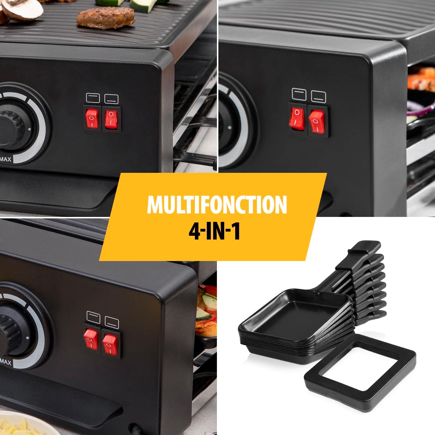 Tristar - appareil à raclette 8 personnes - multifonction - thermostat réglable - nettoyage facile - 1300 W - RA-2736