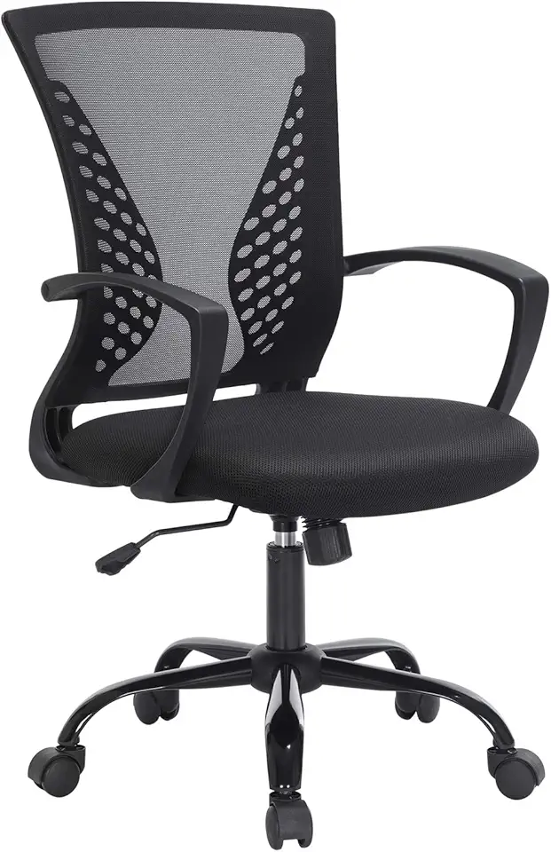 SONGMICS - fauteuil de bureau ergonomique, hauteur réglable, toile respirante, charge max 120 kg, OBN22BK
