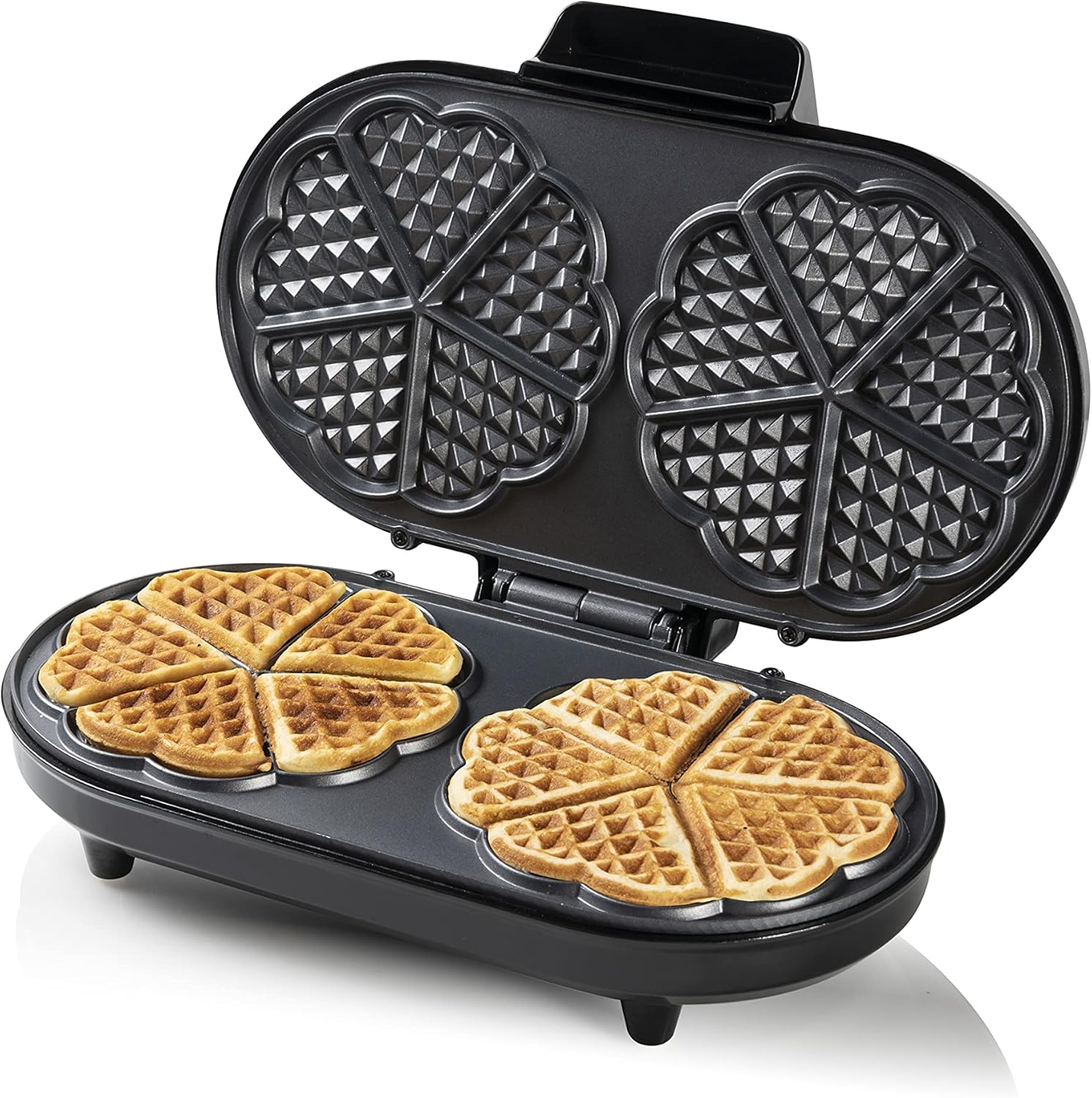 Bestron - Double gaufrier cœur, 1200W, antiadhésif, cuivre