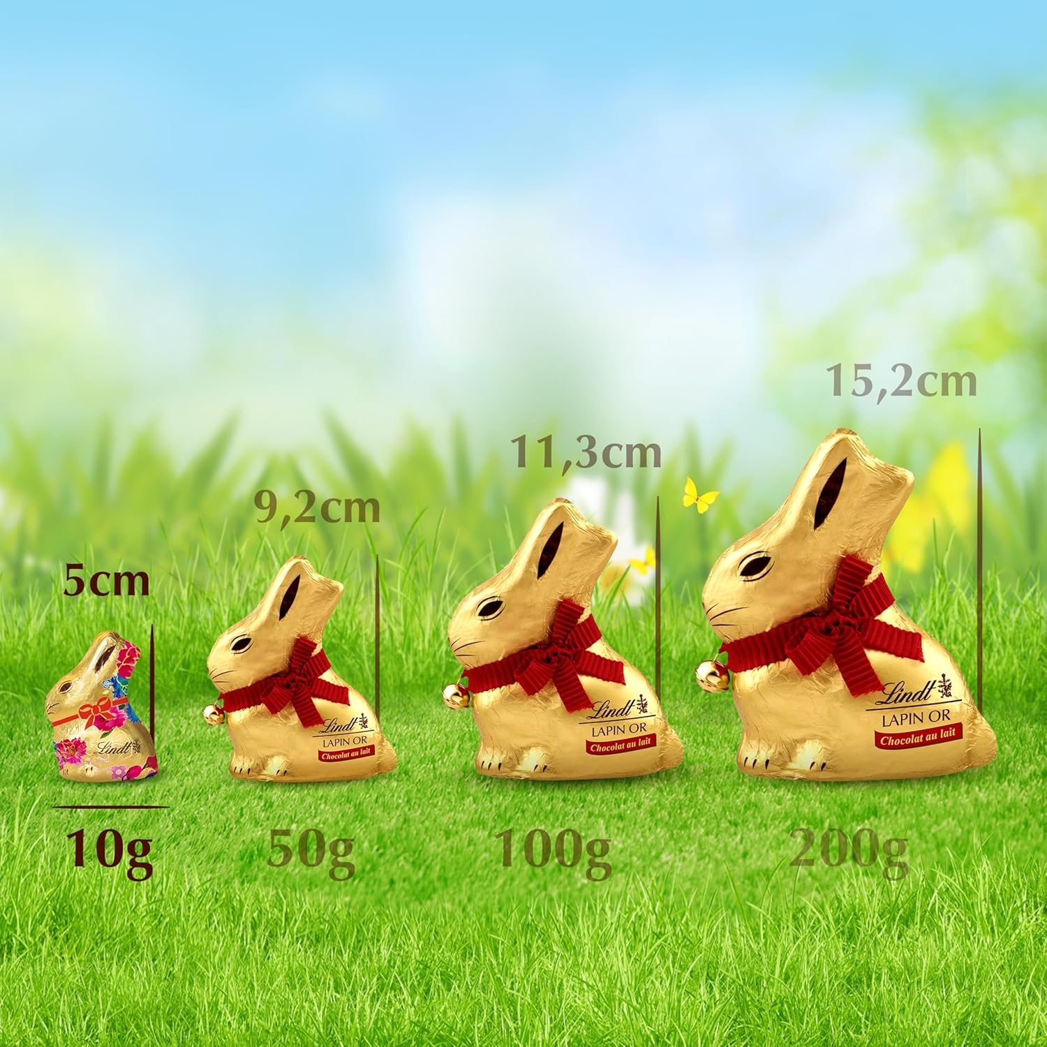 Lindt - Mini-moulages Lapin Or Fleurs - 5x10g - Chocolat au lait, idéal Pâques
