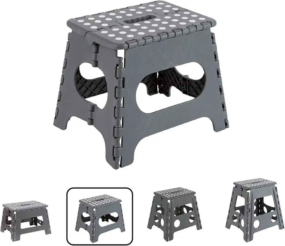 Arregui - Tabouret pliant multiusage, hauteur 27 cm, gris - TB-027-G